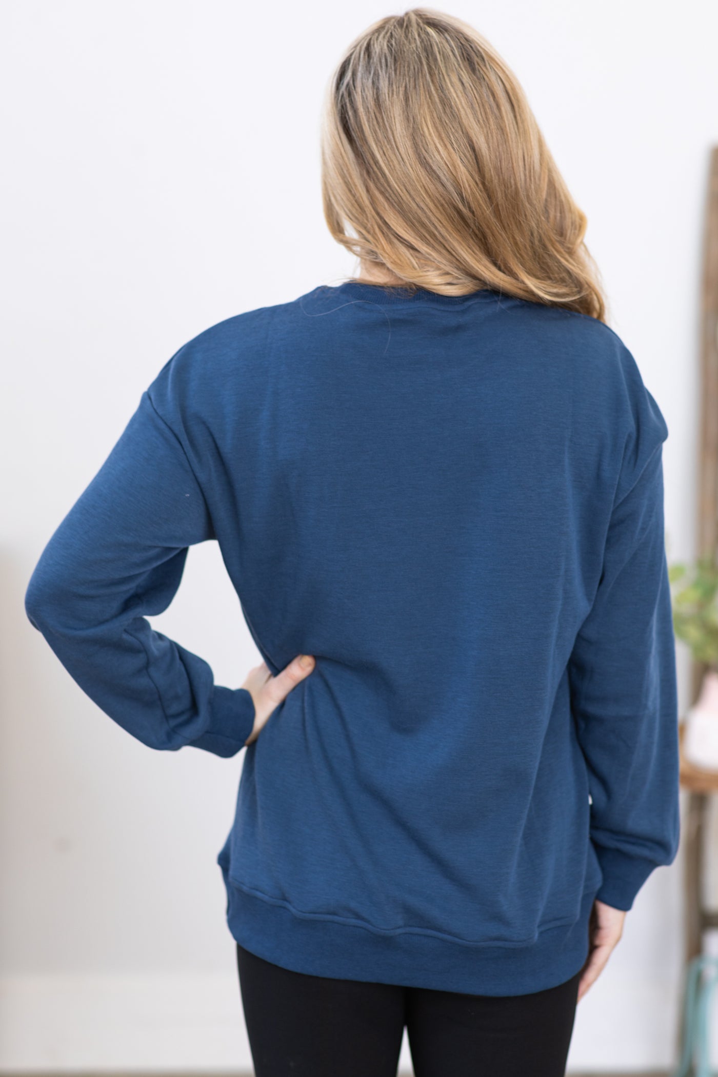 Slate Blue Sweatshirt With Pockets