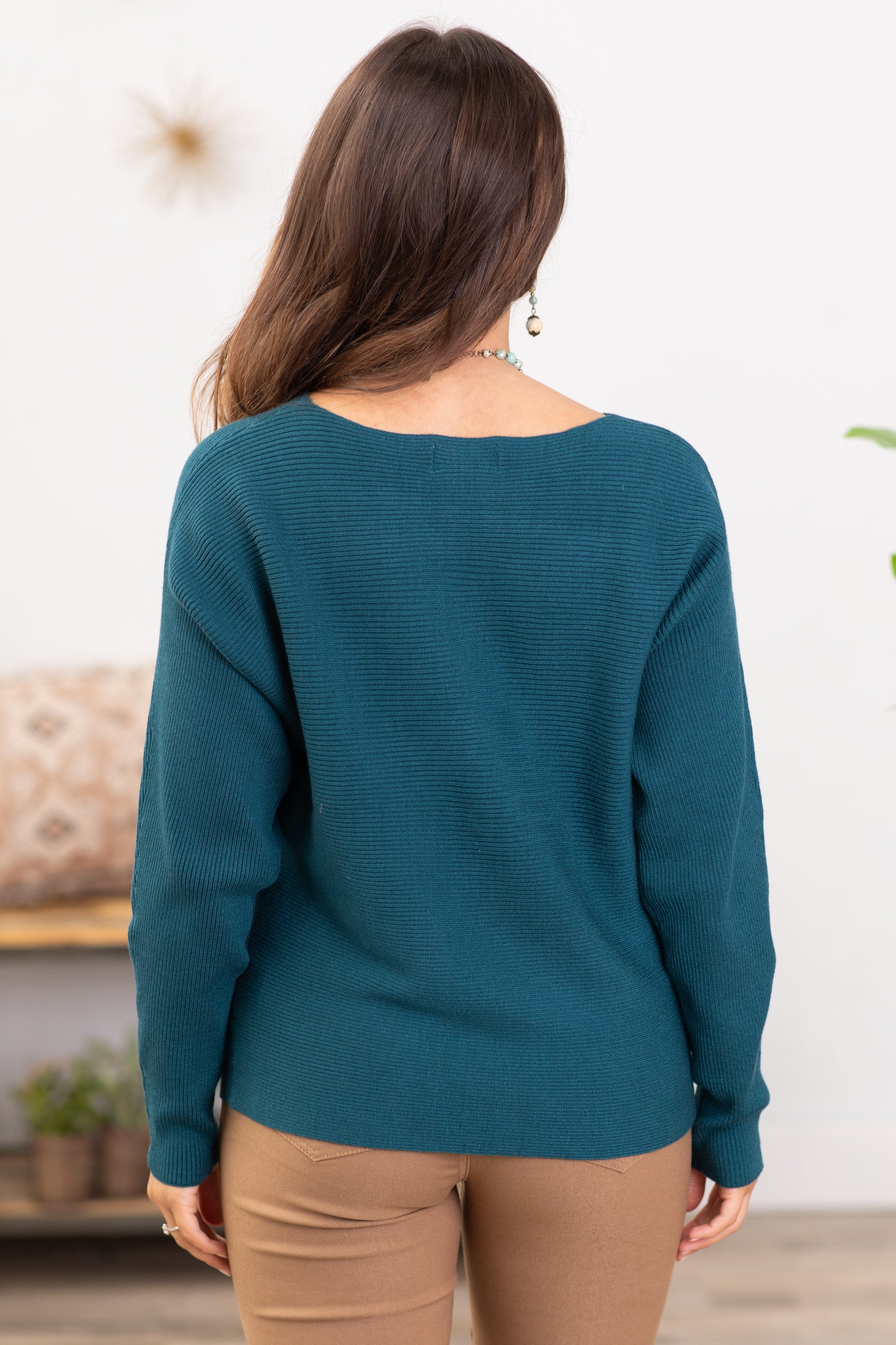 Teal Horizontal Ribbed Sweater - Filly Flair