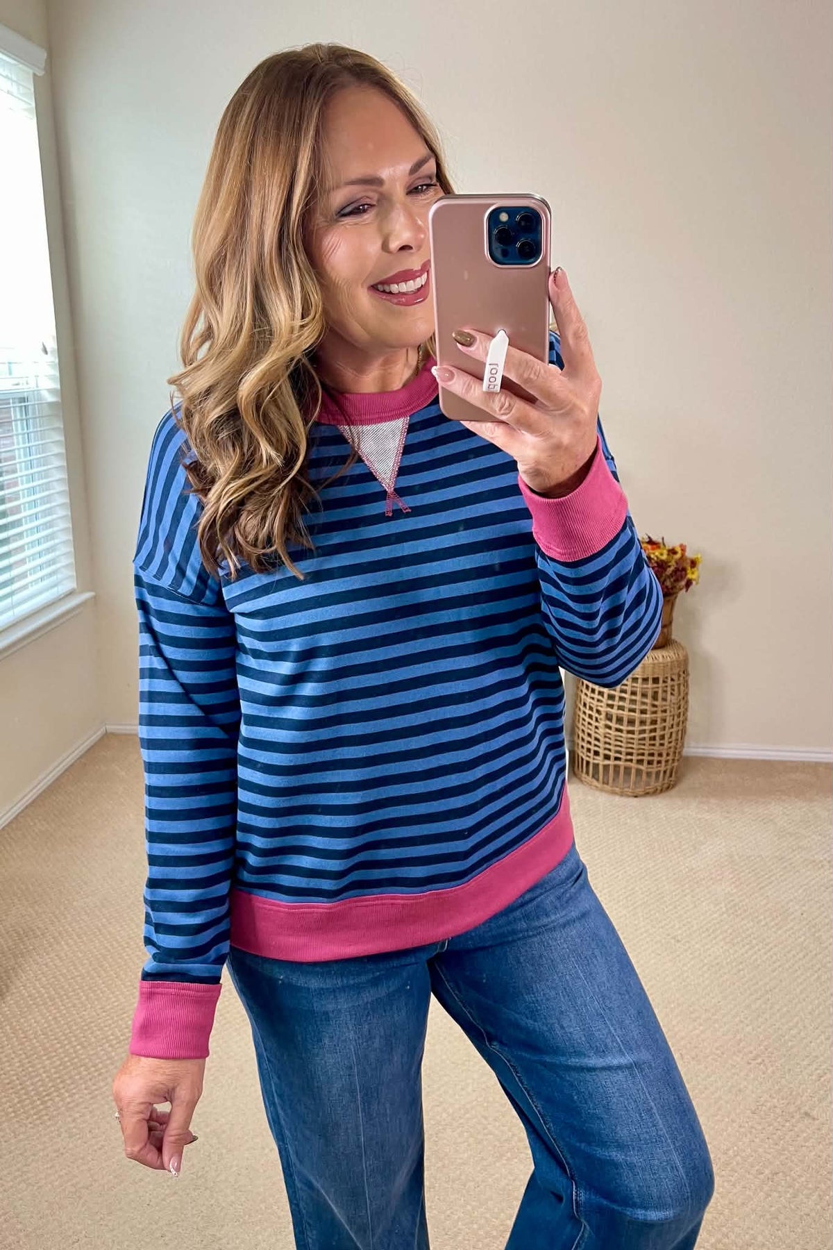 Staccato French Terry Pinstriped Sweatshirt