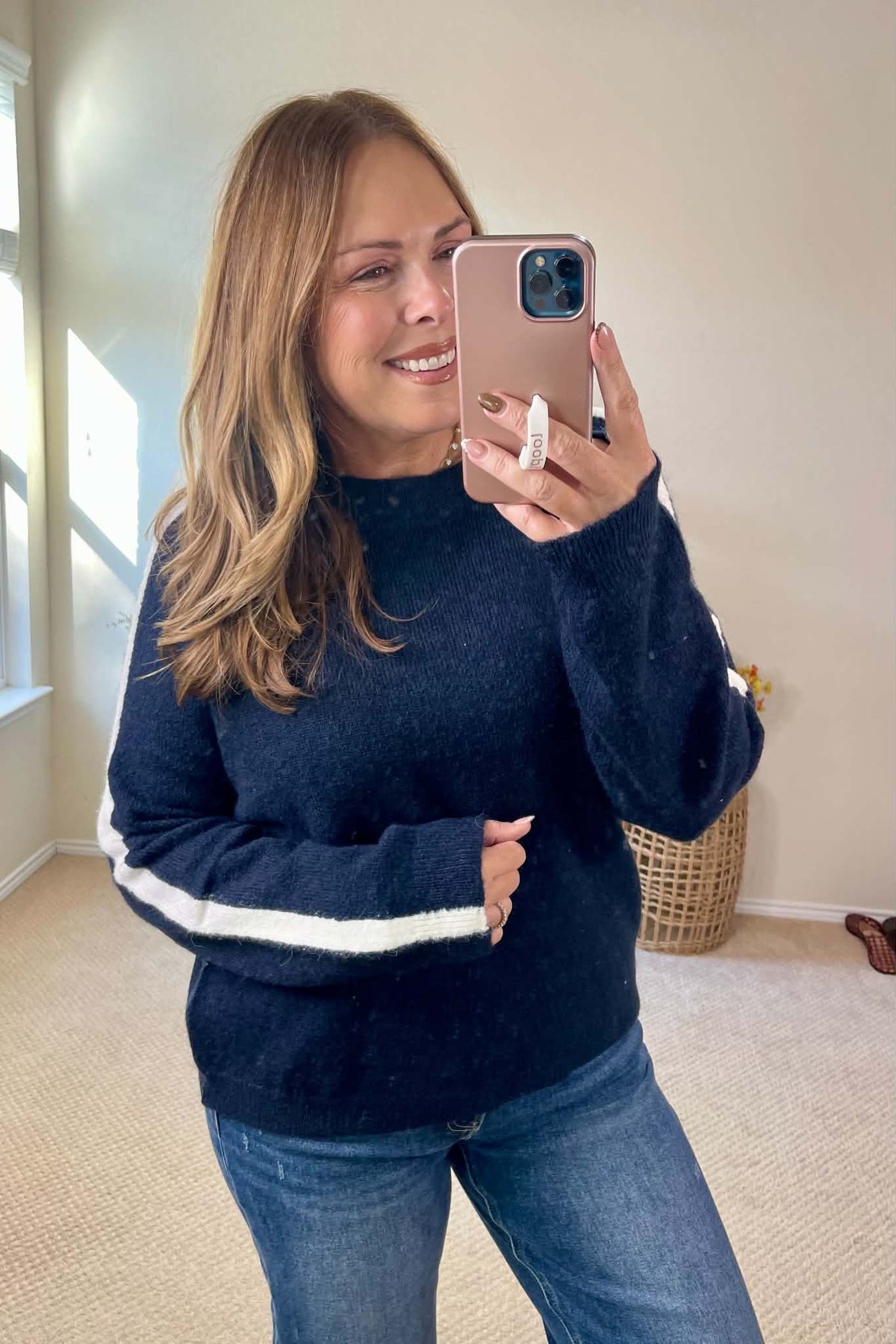 Long Sleeve Sweater With Stripe Detail