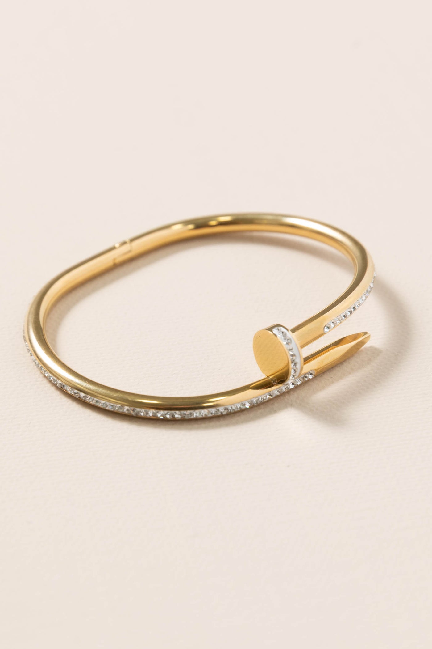 Gold Metal Rhinestone Hinged Bangle Bracelet