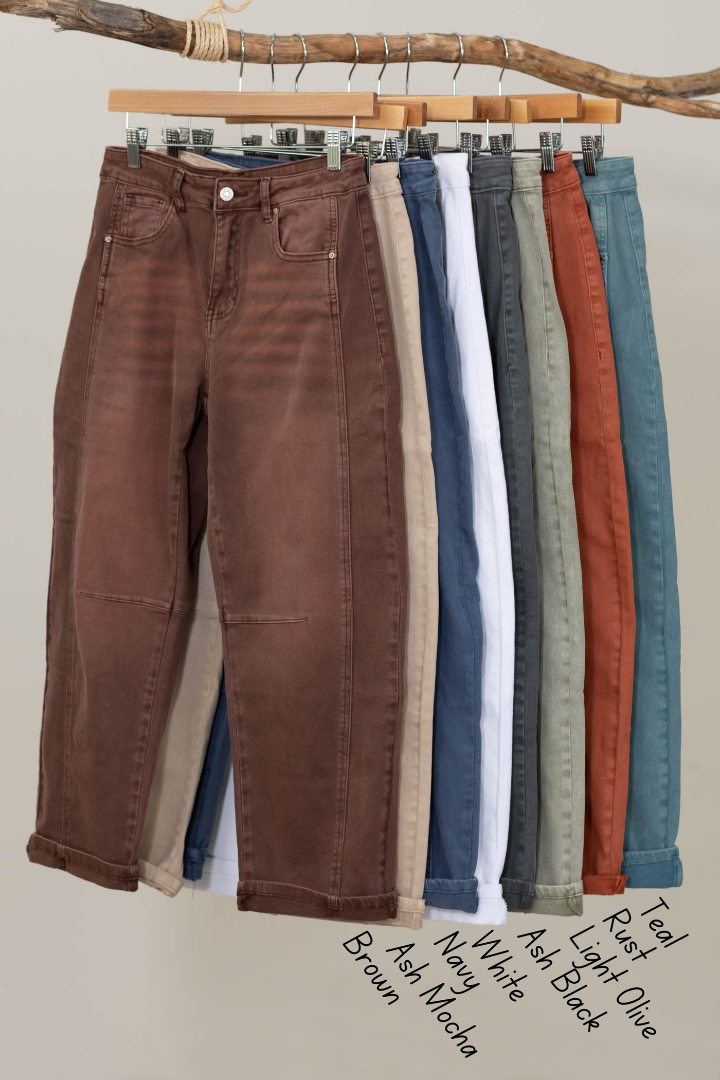 Barrel leg Cropped Color Denim Pants