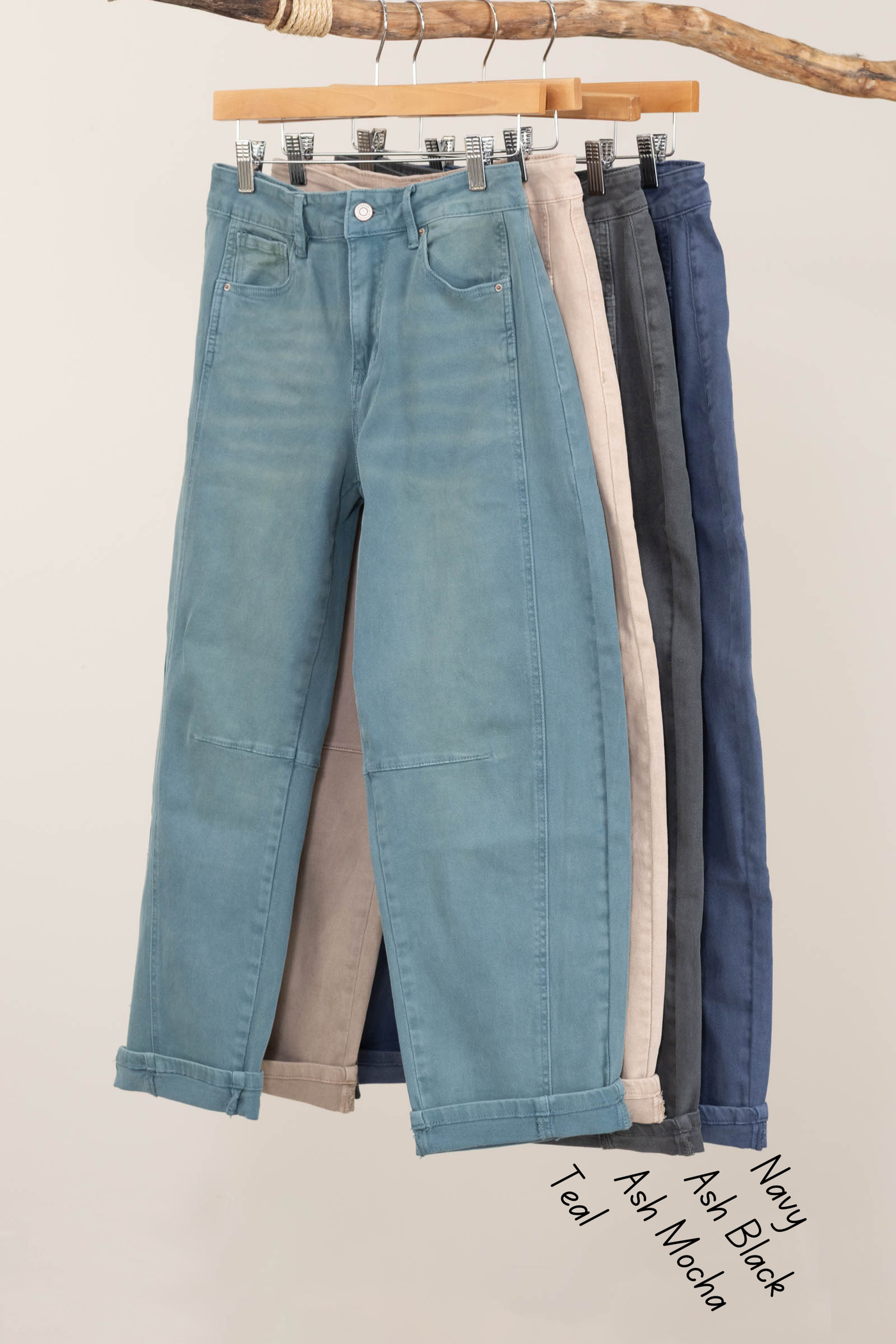 Barrel leg Cropped Color Denim Pants