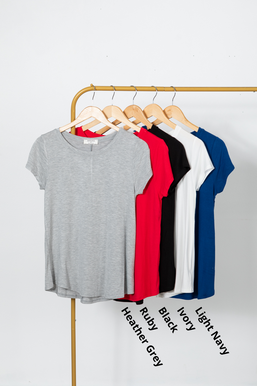 Solid Rayon Short Sleeve Scoop Neck Top