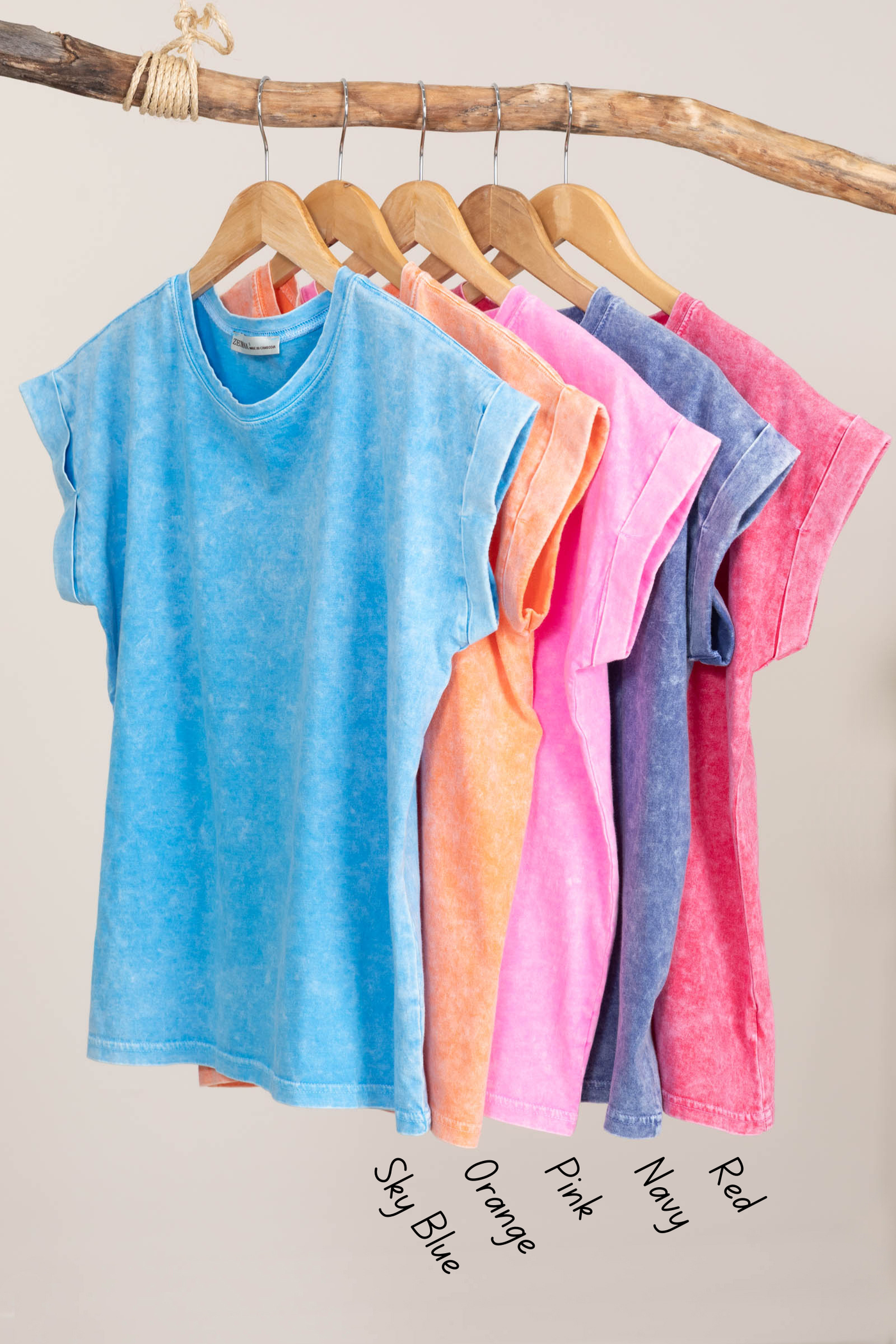 Halo Washed Cuffed Short Sleeve Knit Tees