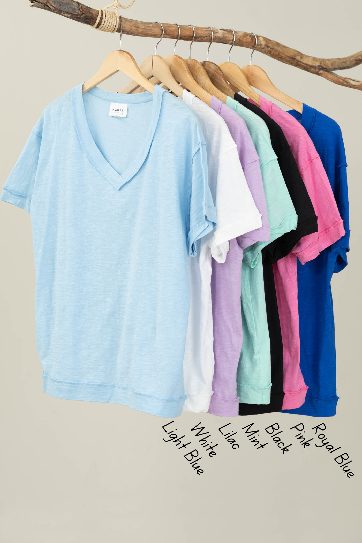 Solid V-Neck Exposed Seam Knit Top- 100% Cotton