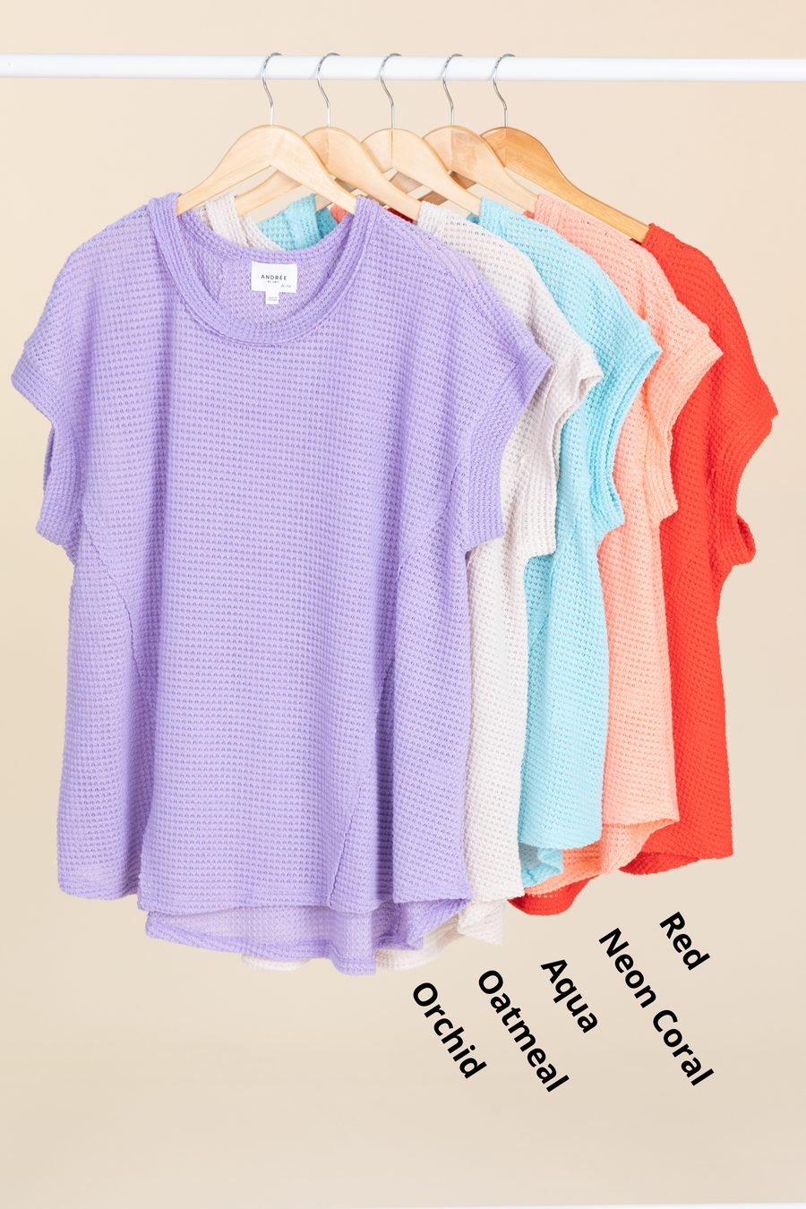 Waffle Knit Top With Seam Detail