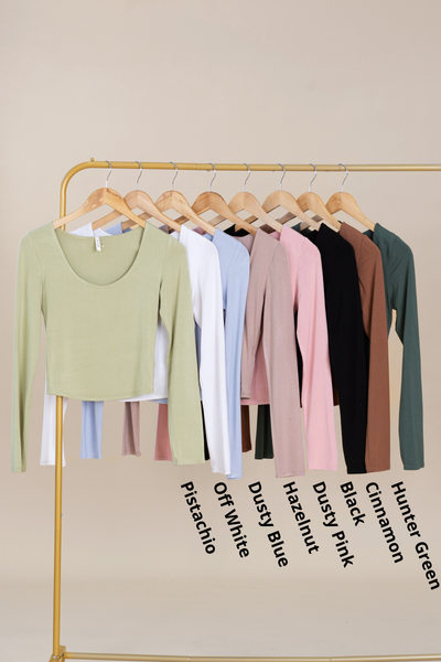 Double Layer Scoop Neck Long Sleeve Top Double Layer Scoop Neck Long Sleeve Top