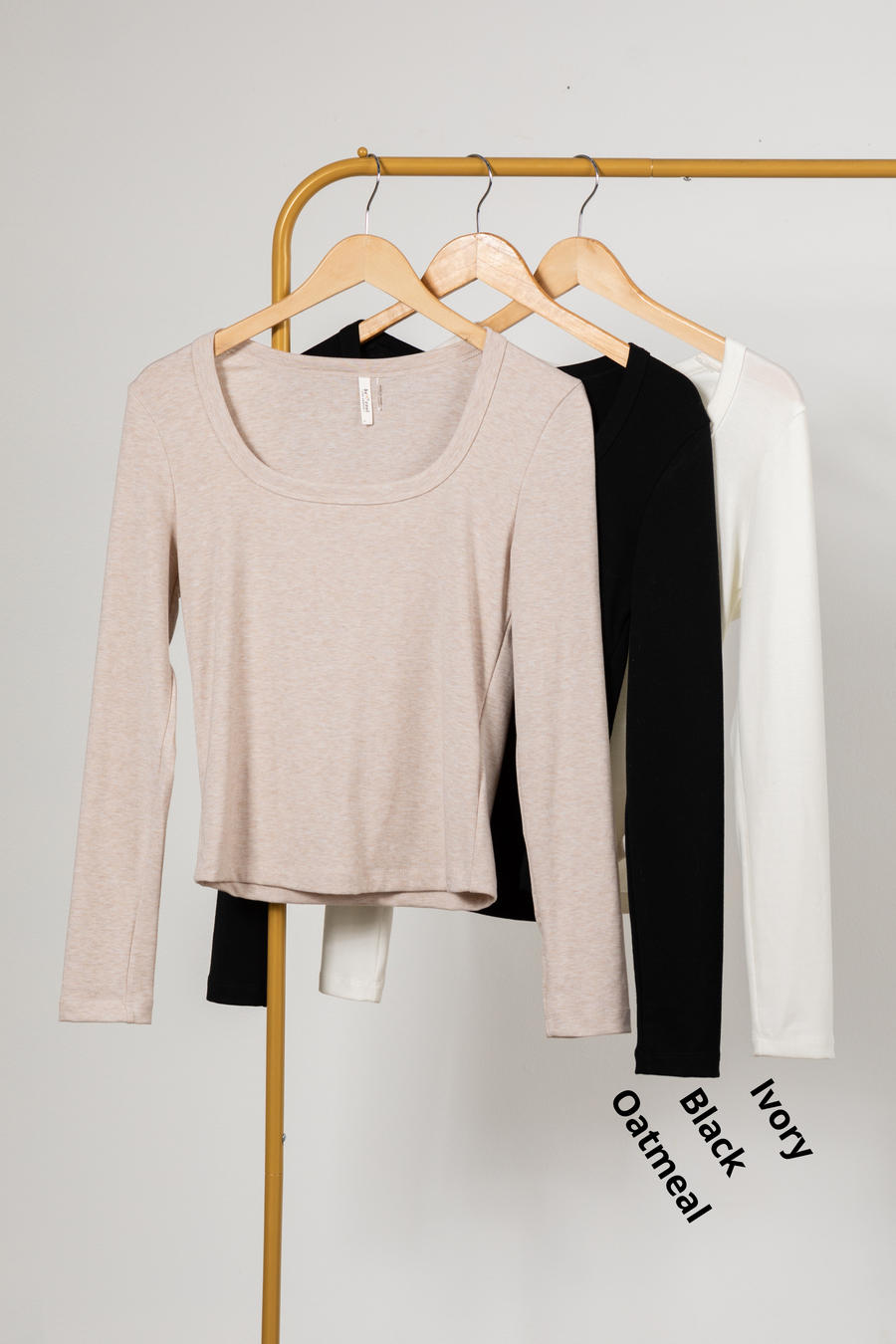 Soft Basic Scoop Neck Long Sleeve Tee
