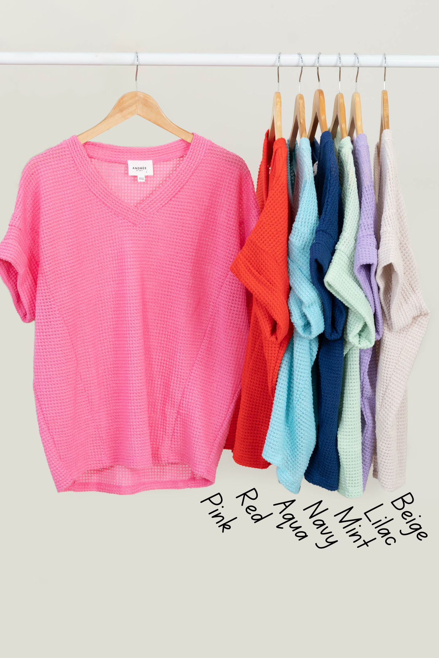 Waffle V-Neck Short Sleeve Top