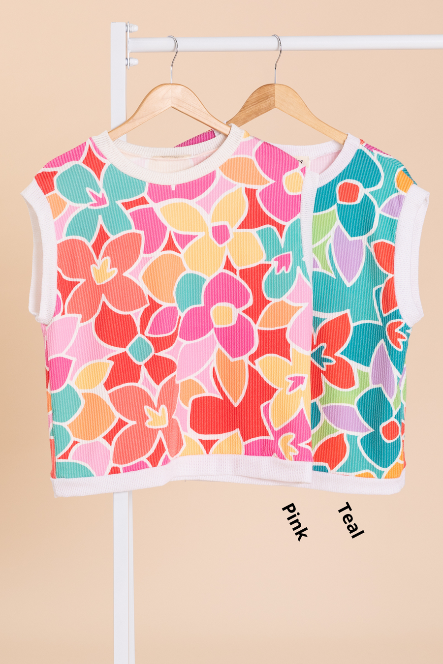 Ribbed Floral Abstract Knit Top