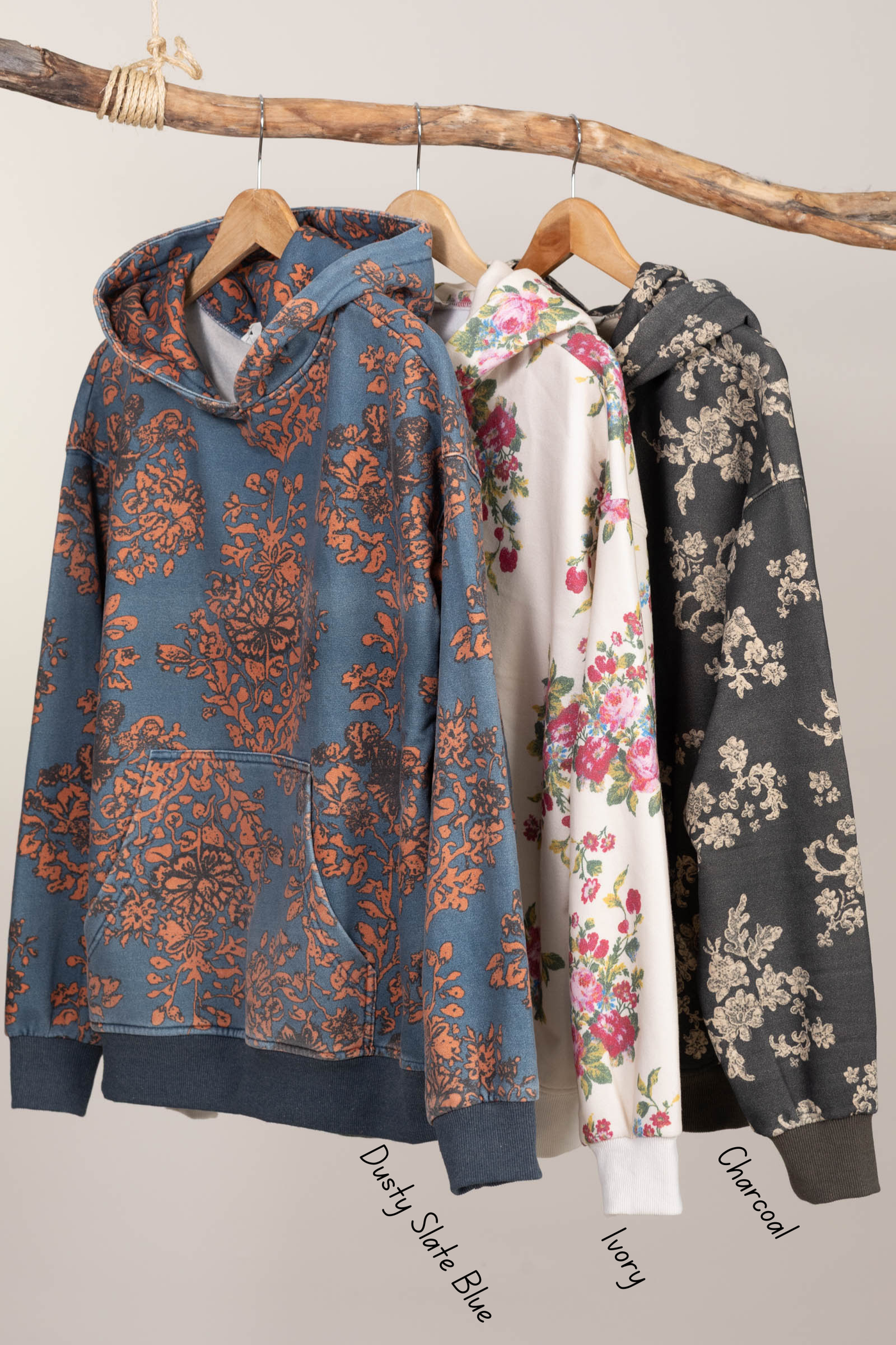 Floral Printed Fleece Hoodies
