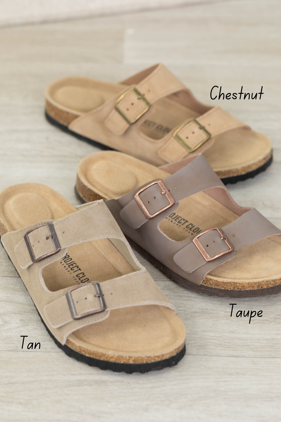 Suede Double Strap Sandals