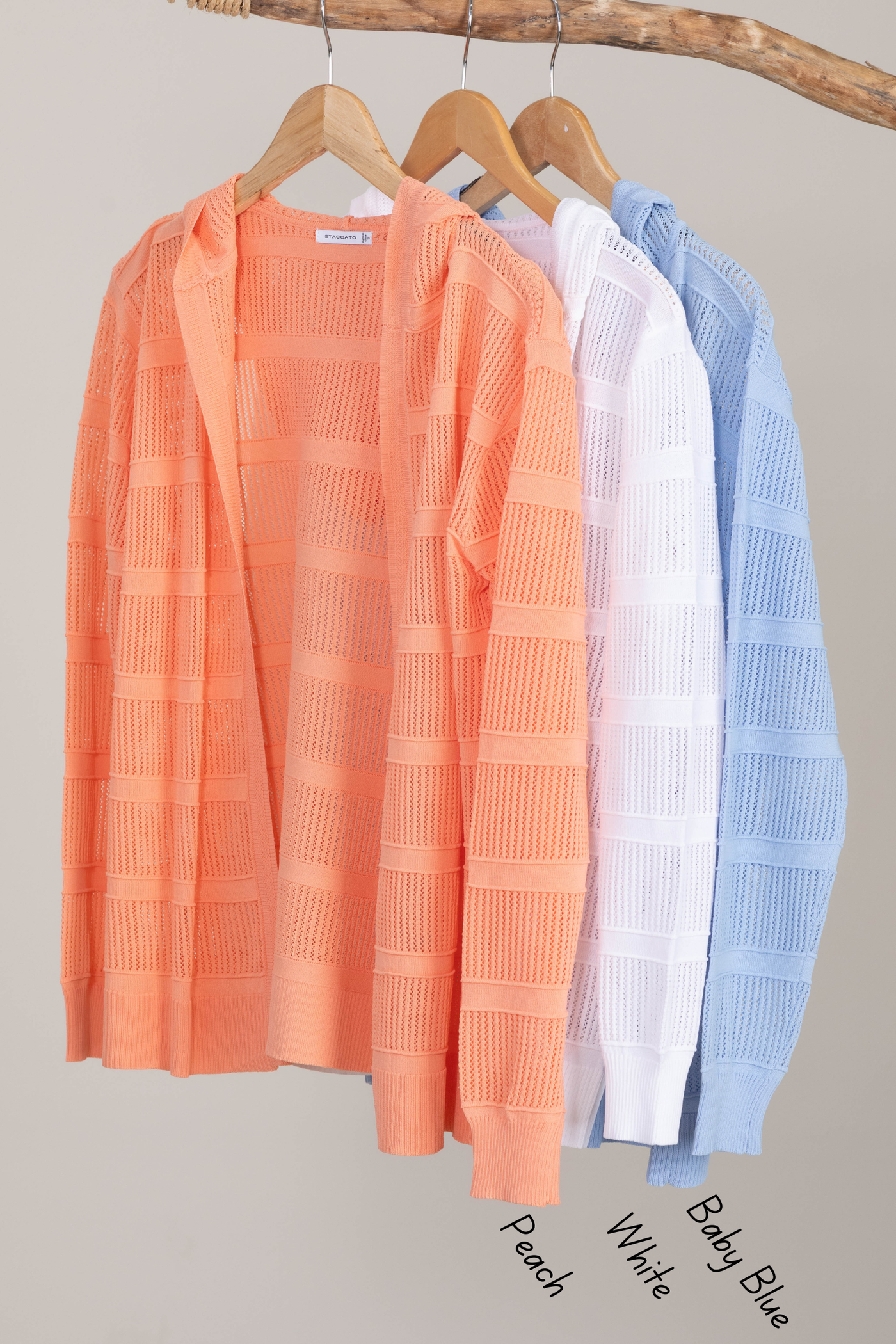 Pointelle Knit Hoodie Cardigans