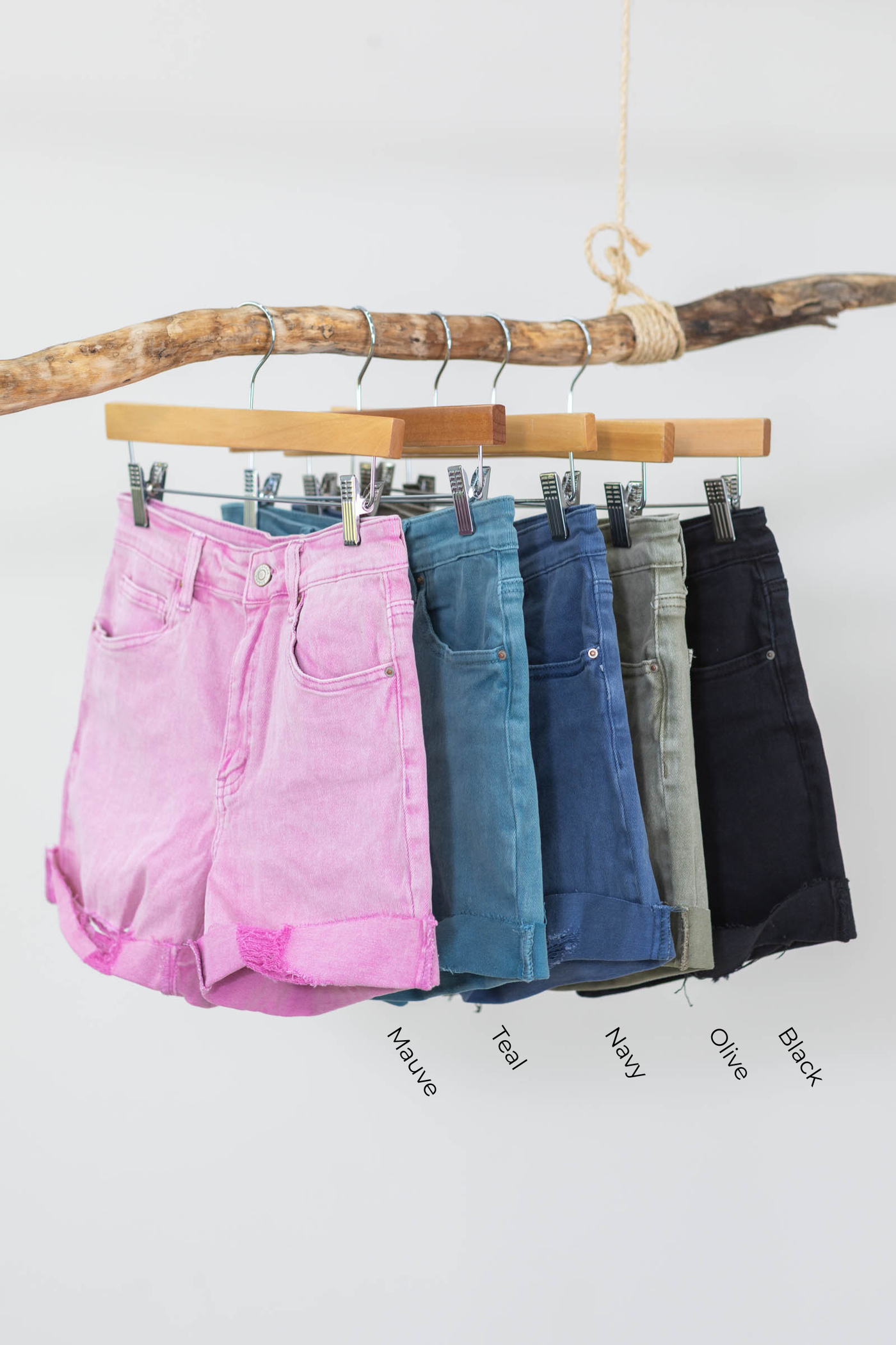 Mineral Washed Cuff Hem Shorts
