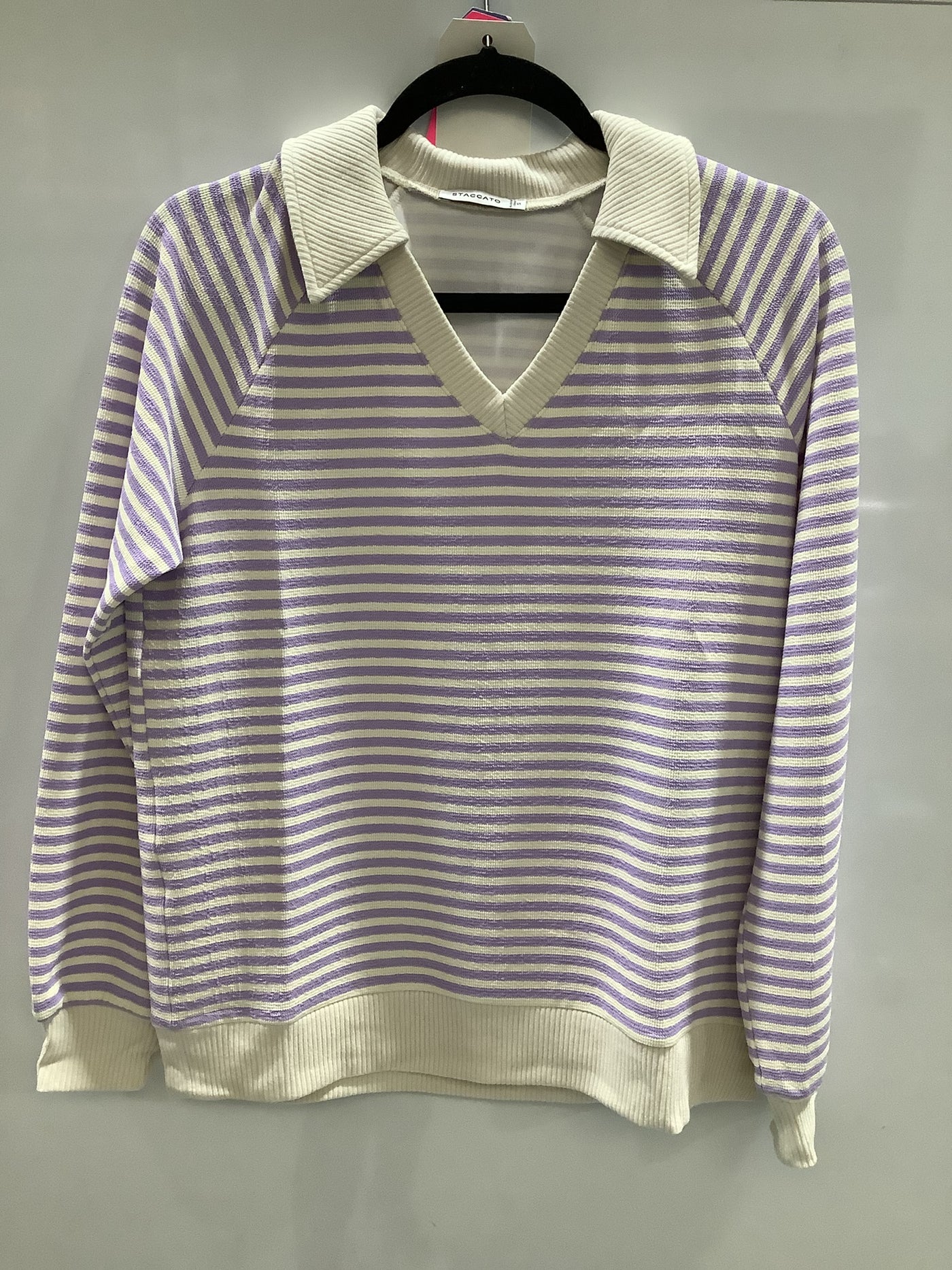 Polo Collar Striped Sweatshirt