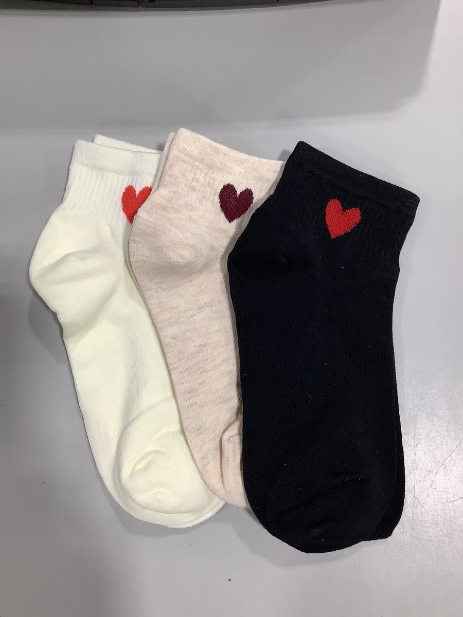 3-Pack Heart Cotton Socks