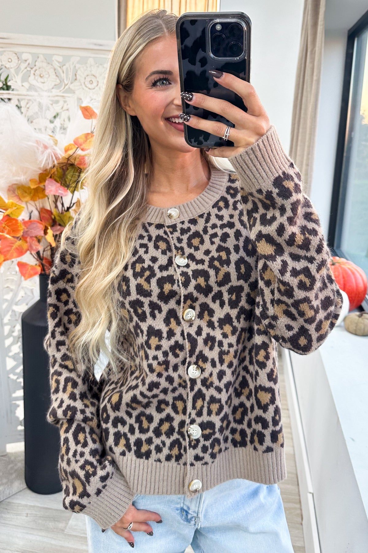 Light Mocha Leopard Button Up Cardigan