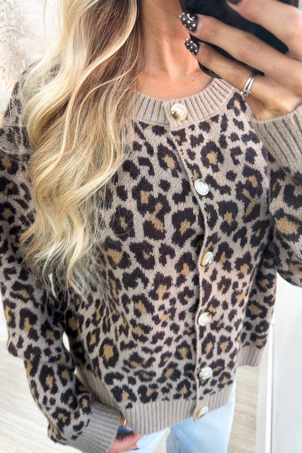 Light Mocha Leopard Button Up Cardigan
