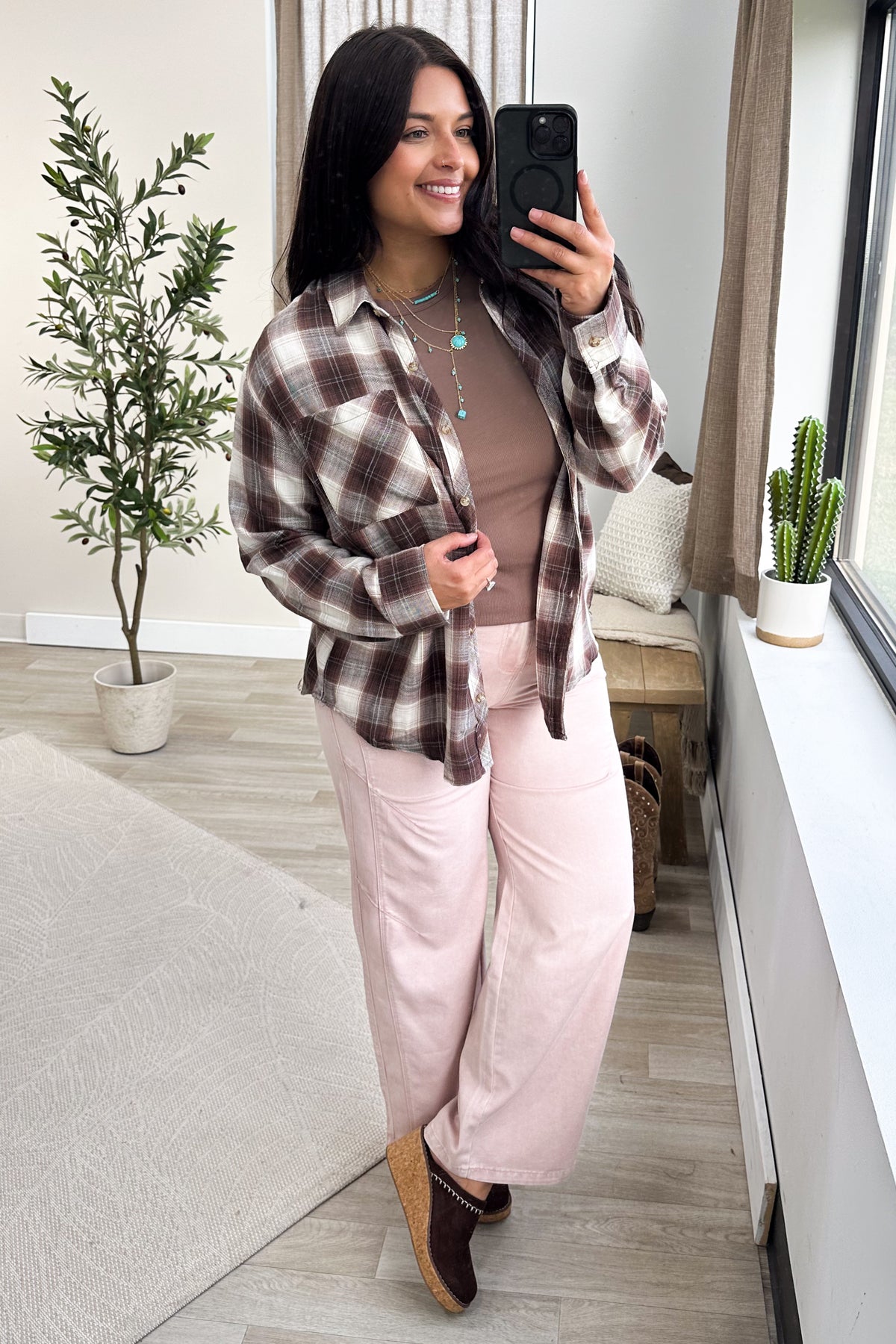 Brown Flannel Button Shirt