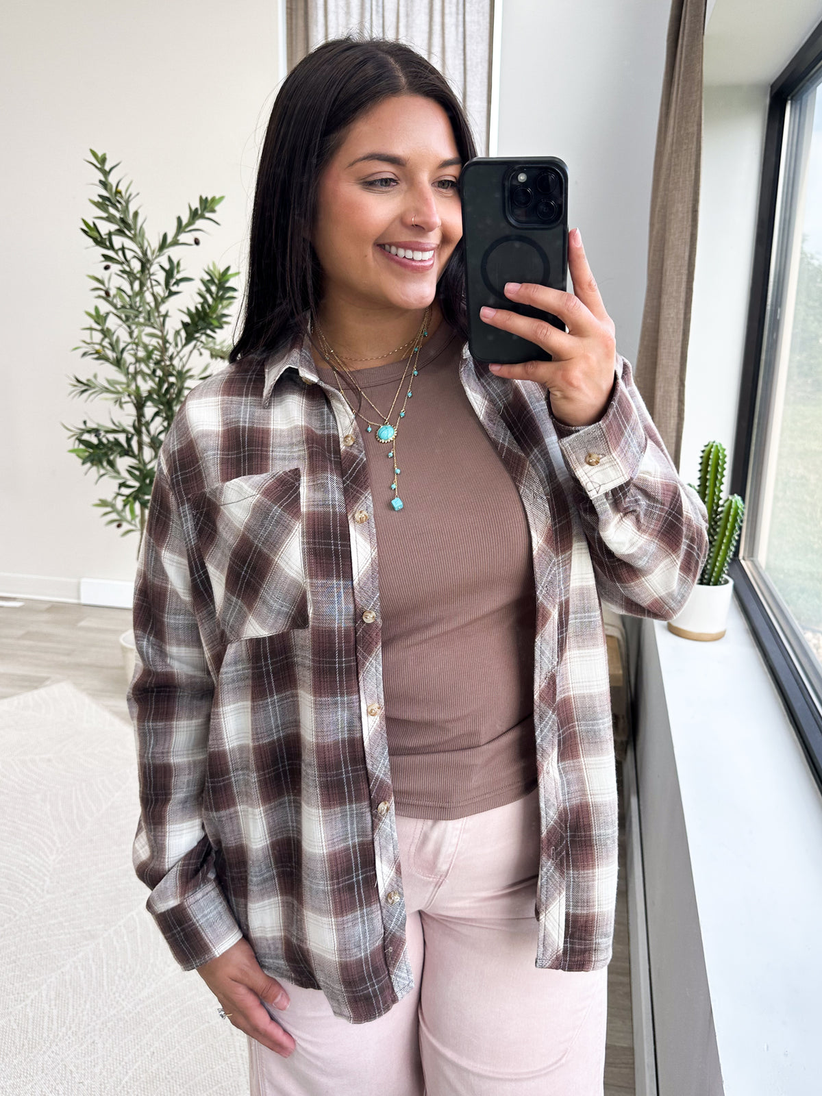 Brown Flannel Button Shirt