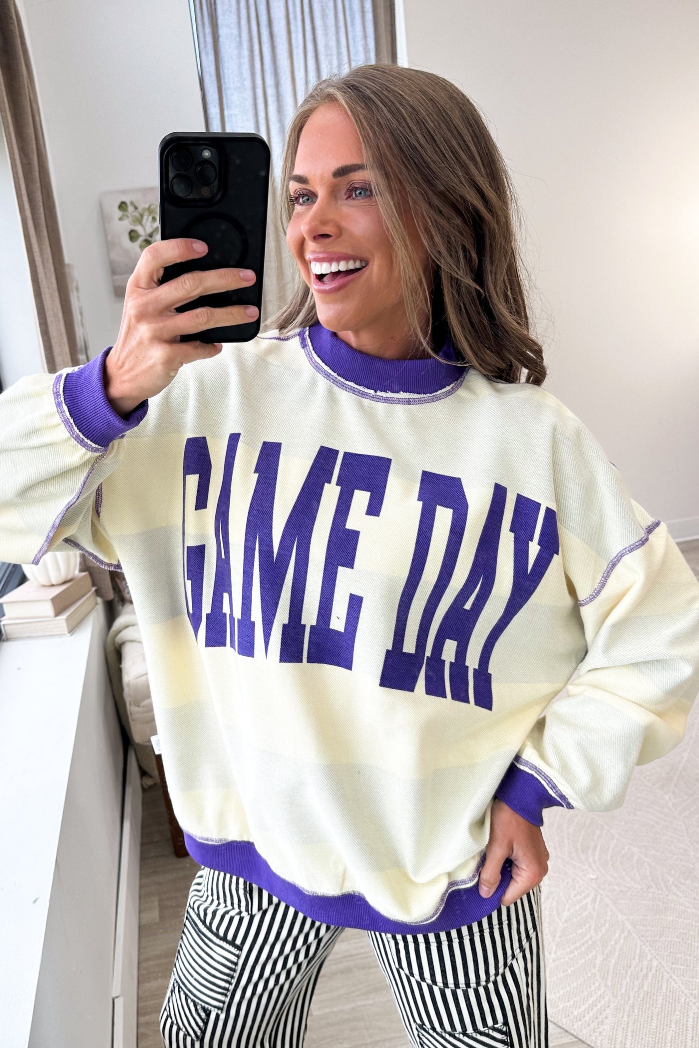 Game Day Reversible Football Mock Neck Sweatshirt
