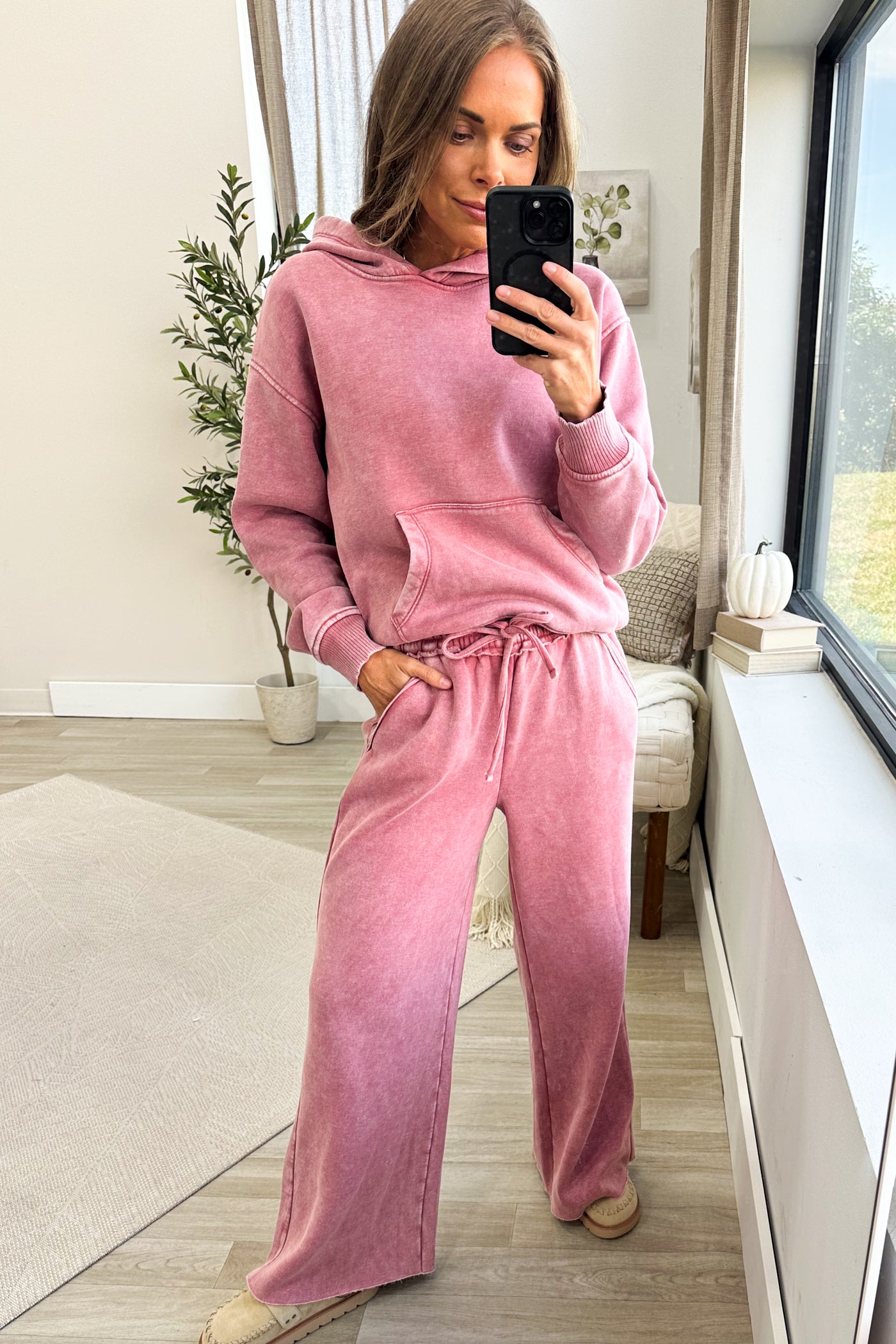 Fleece Acid Wash Kangaroo Pocket Hoodie
