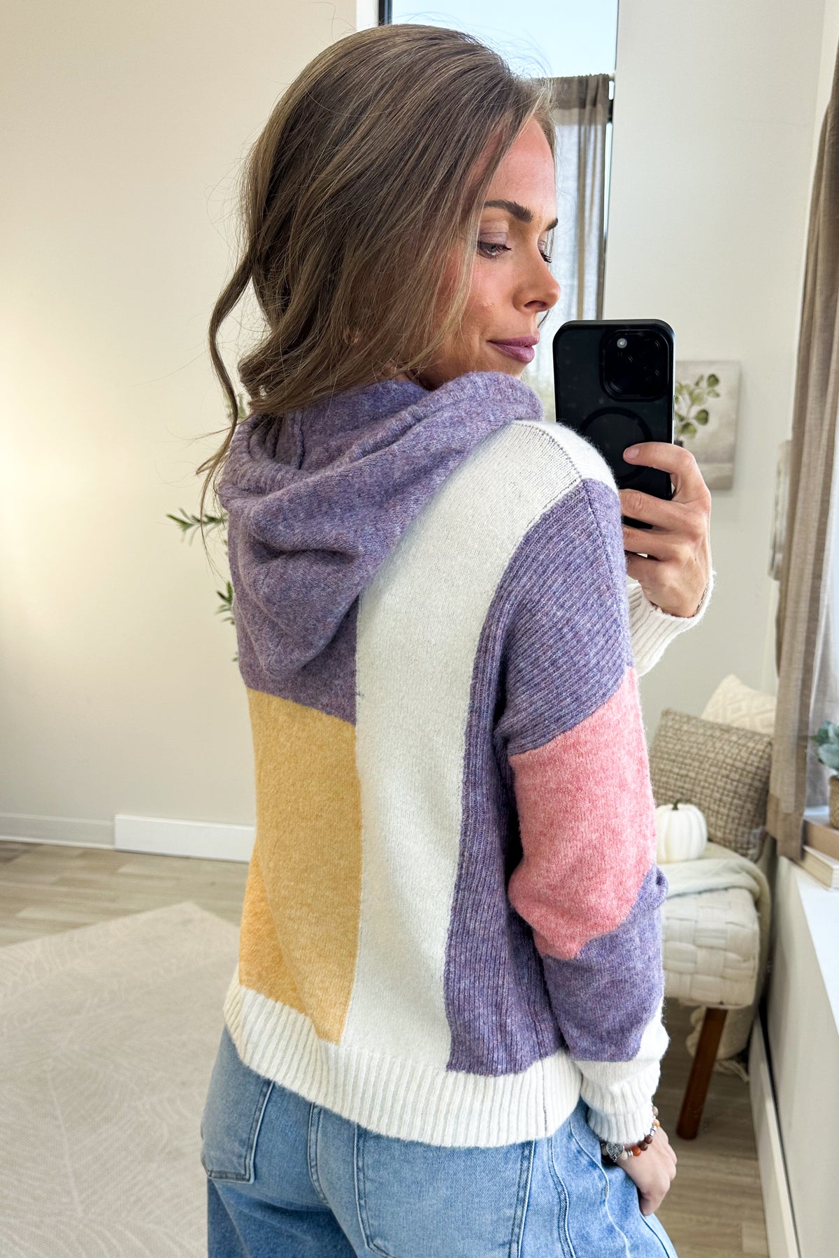Staccato Lavender And Pink Colorblock Hoodie Sweater