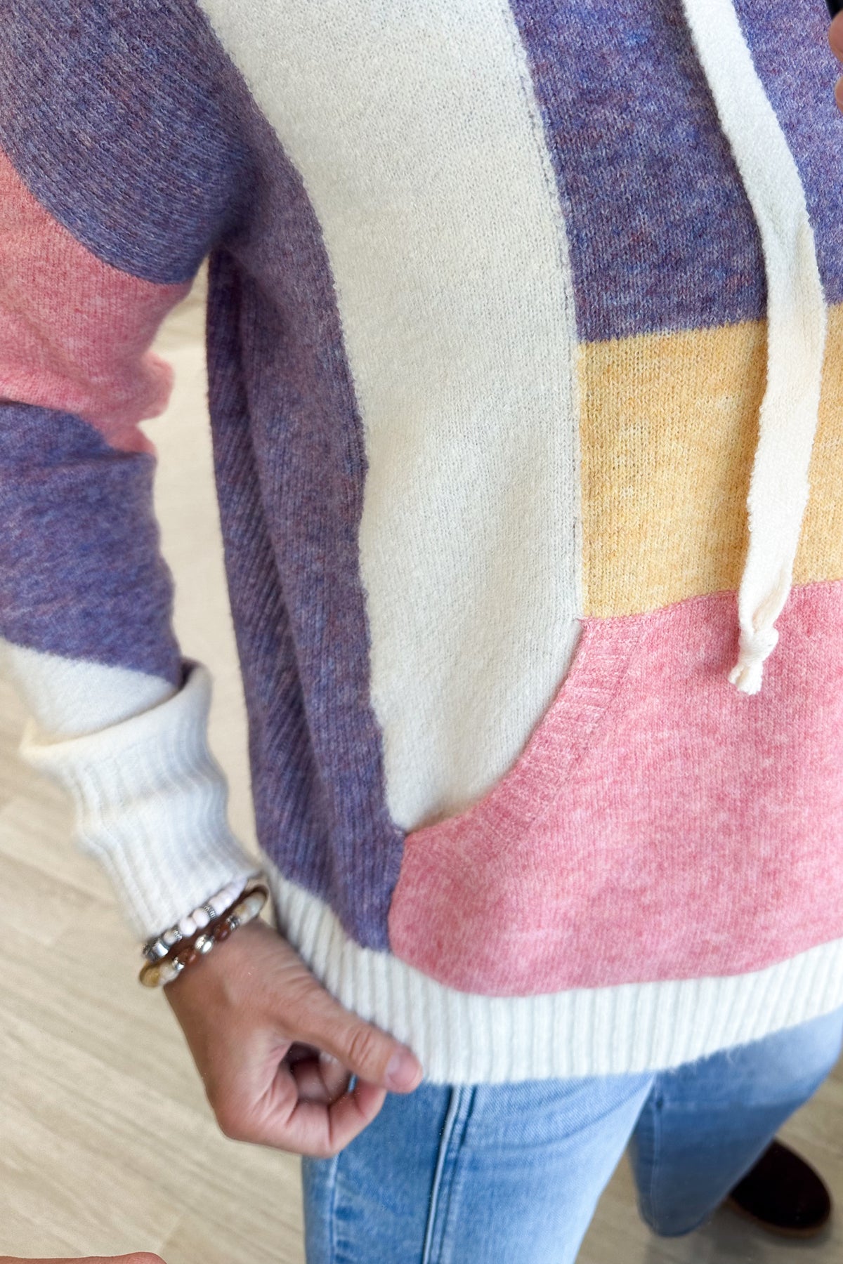 Staccato Lavender And Pink Colorblock Hoodie Sweater