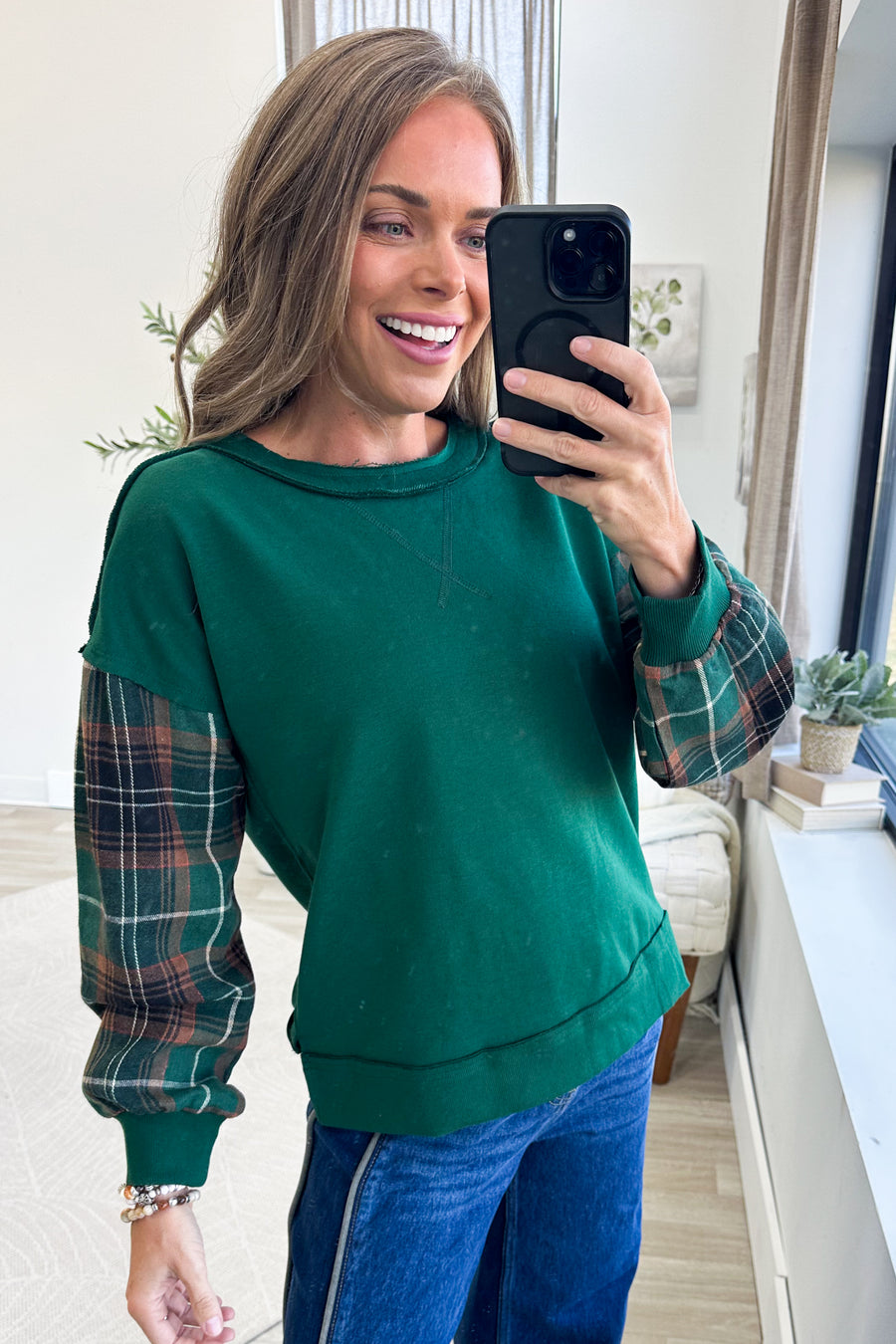 Staccato Side Slit French Terry Mix Top