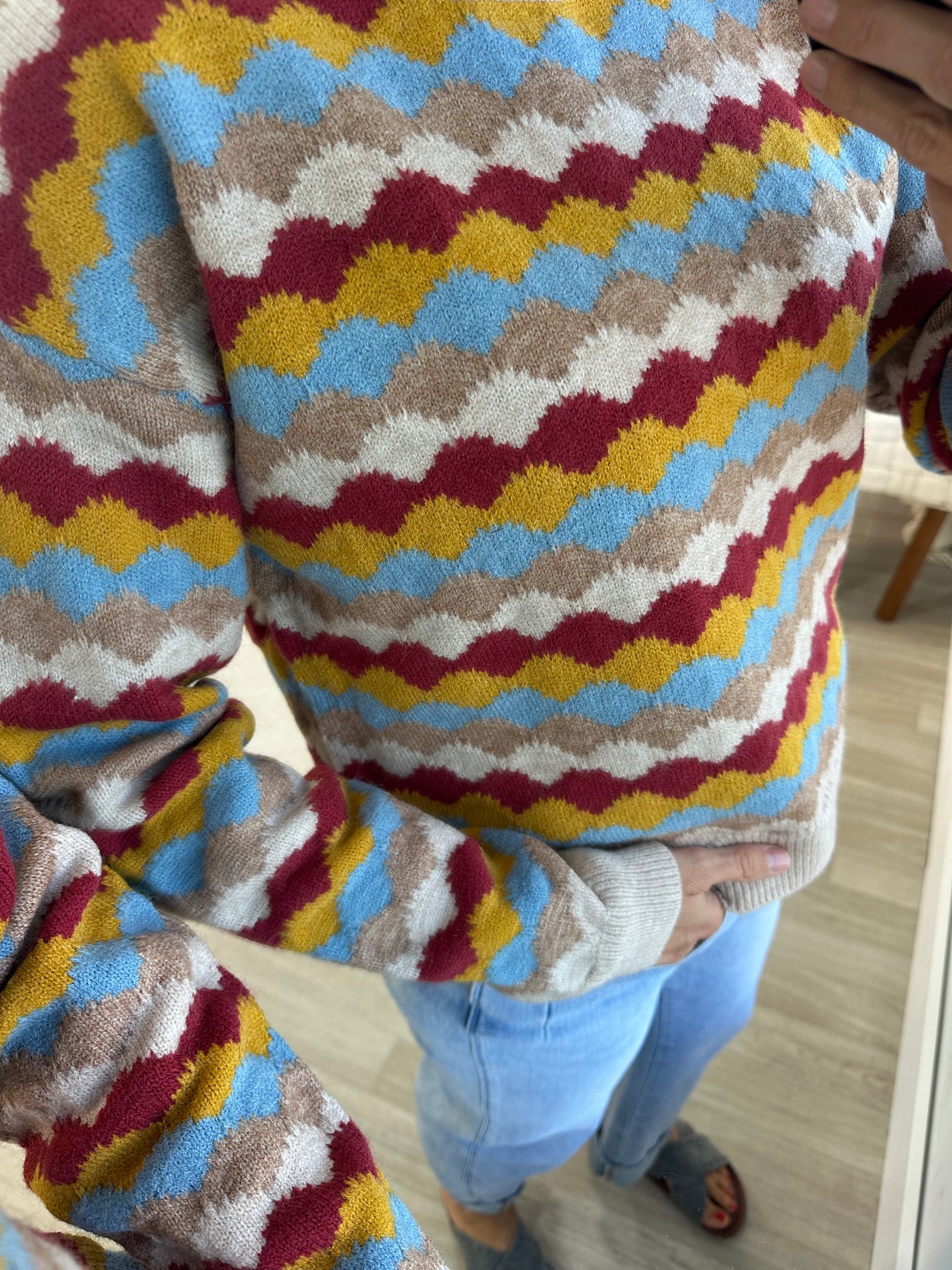 Multicolor Pattern Pullover Sweater