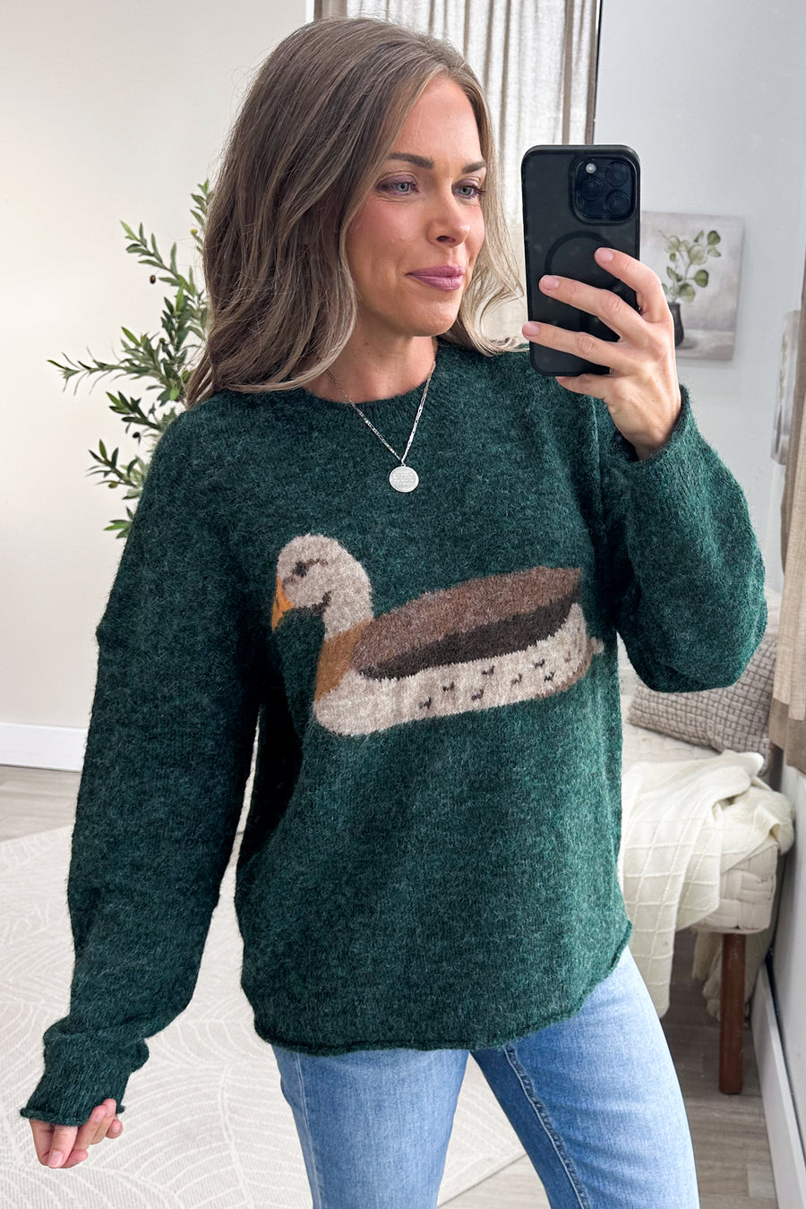 Emerald Green Cozy Mallard Duck Sweater
