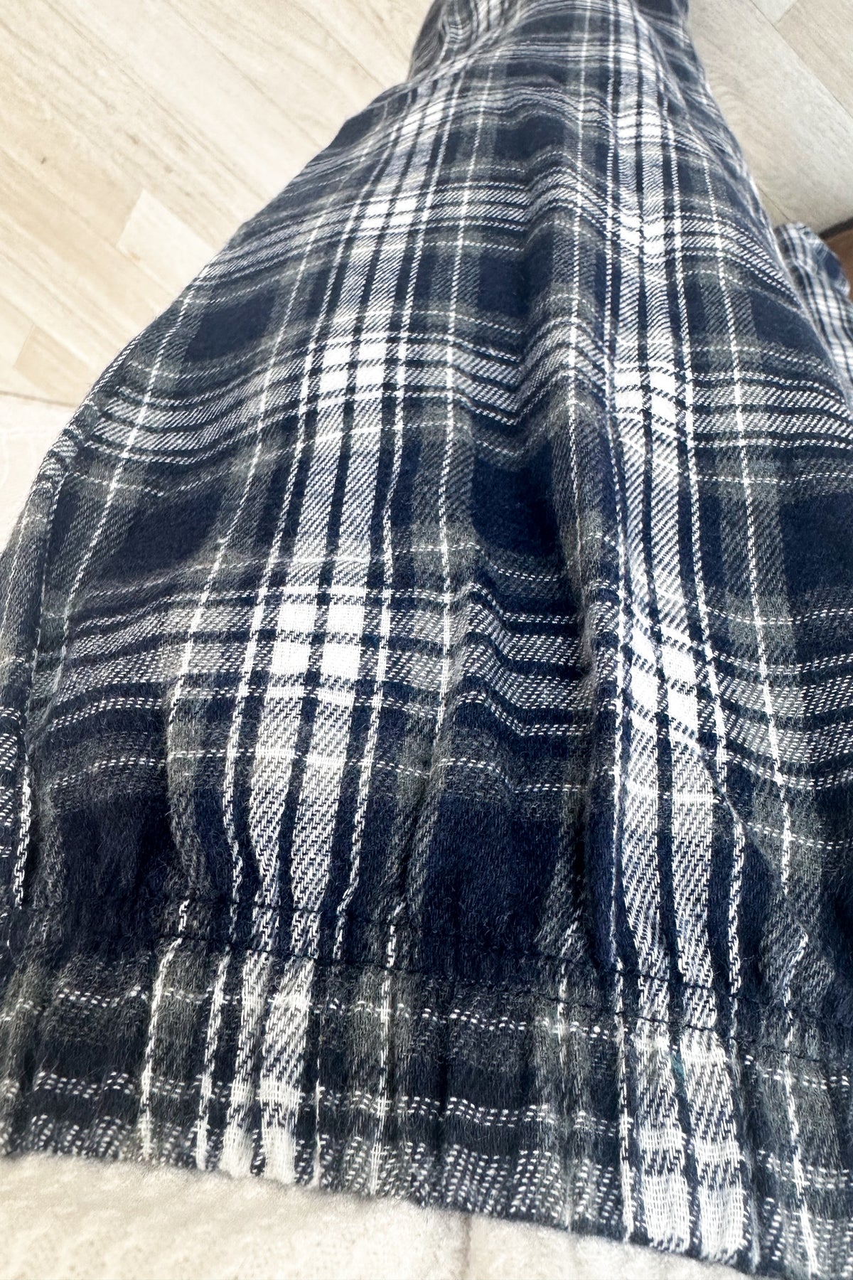 Plaid Knit Wide Leg Pants With Button Detail