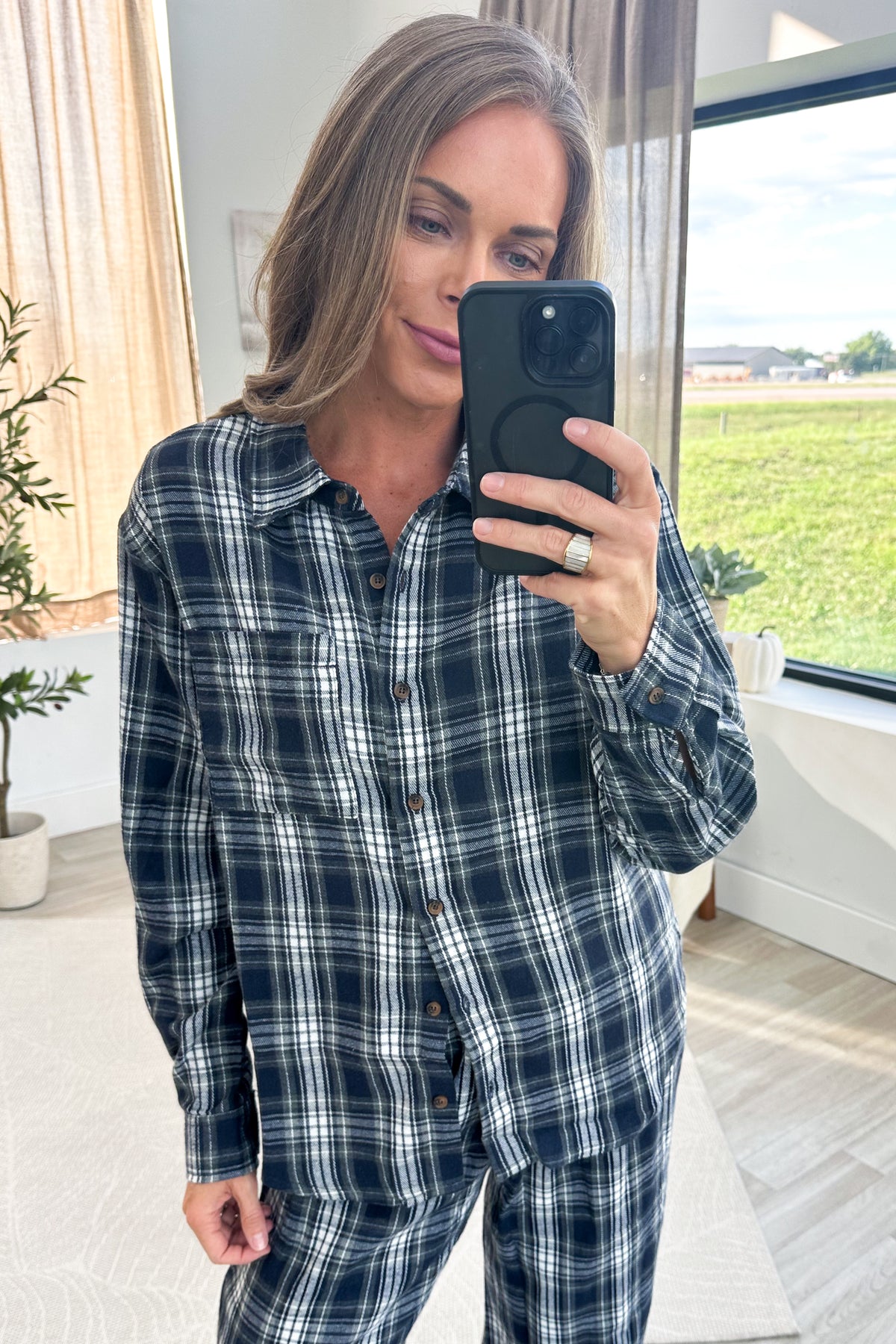 Plaid Long Sleeve Top