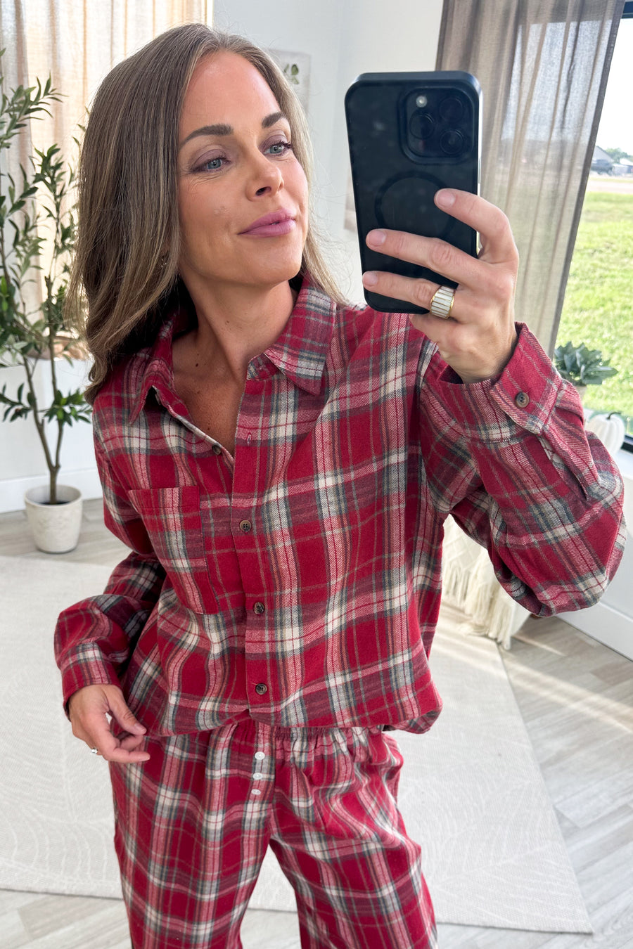 Plaid Long Sleeve Top