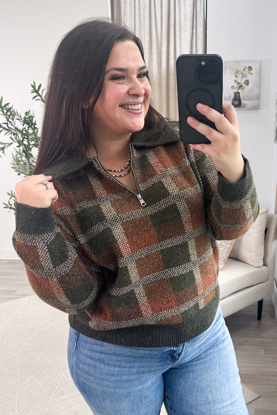 Staccato Olive Sweater Quarter Zip