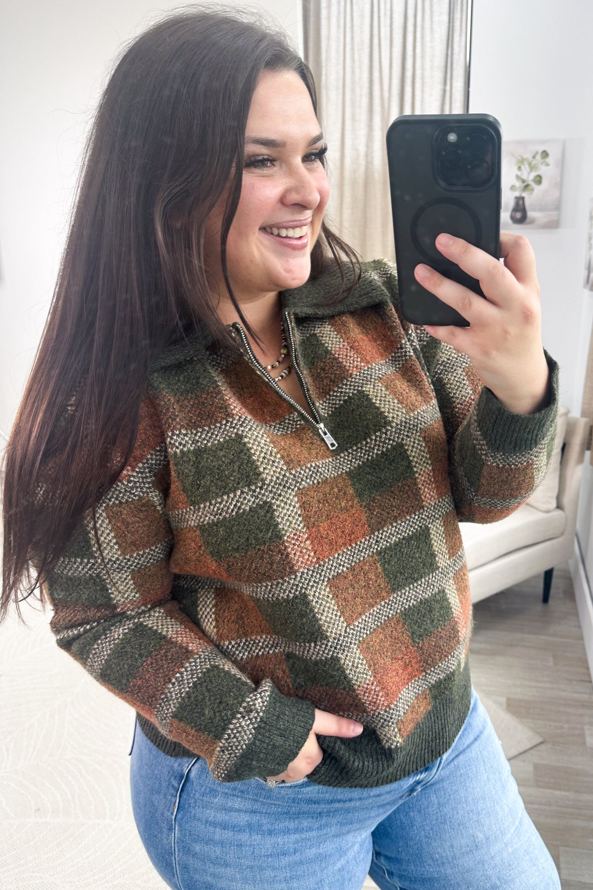 Staccato Olive Sweater Quarter Zip