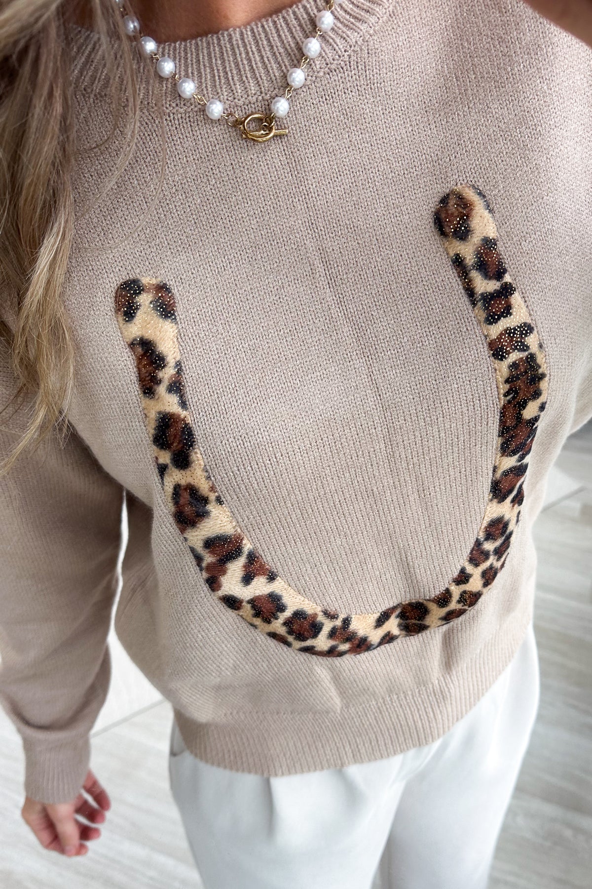 Mocha Leopard Horseshoe Graphic Sweater