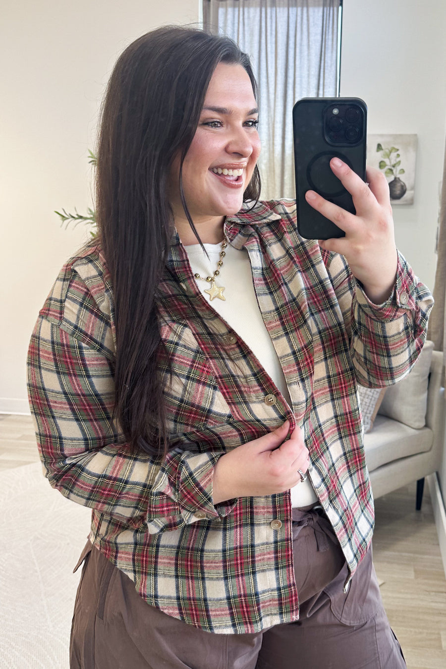 Staccato Taupe Flannel Shirt