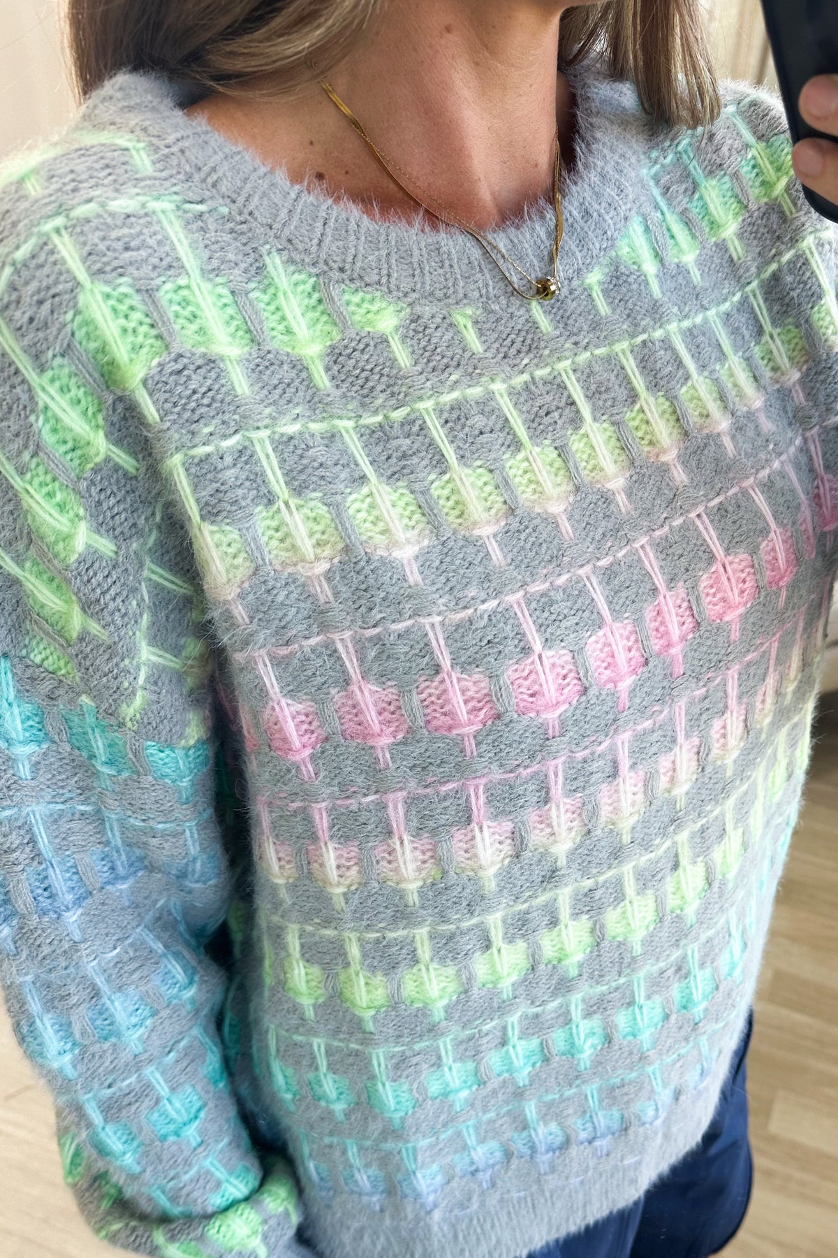 Grey Multicolor Ombre Sweater