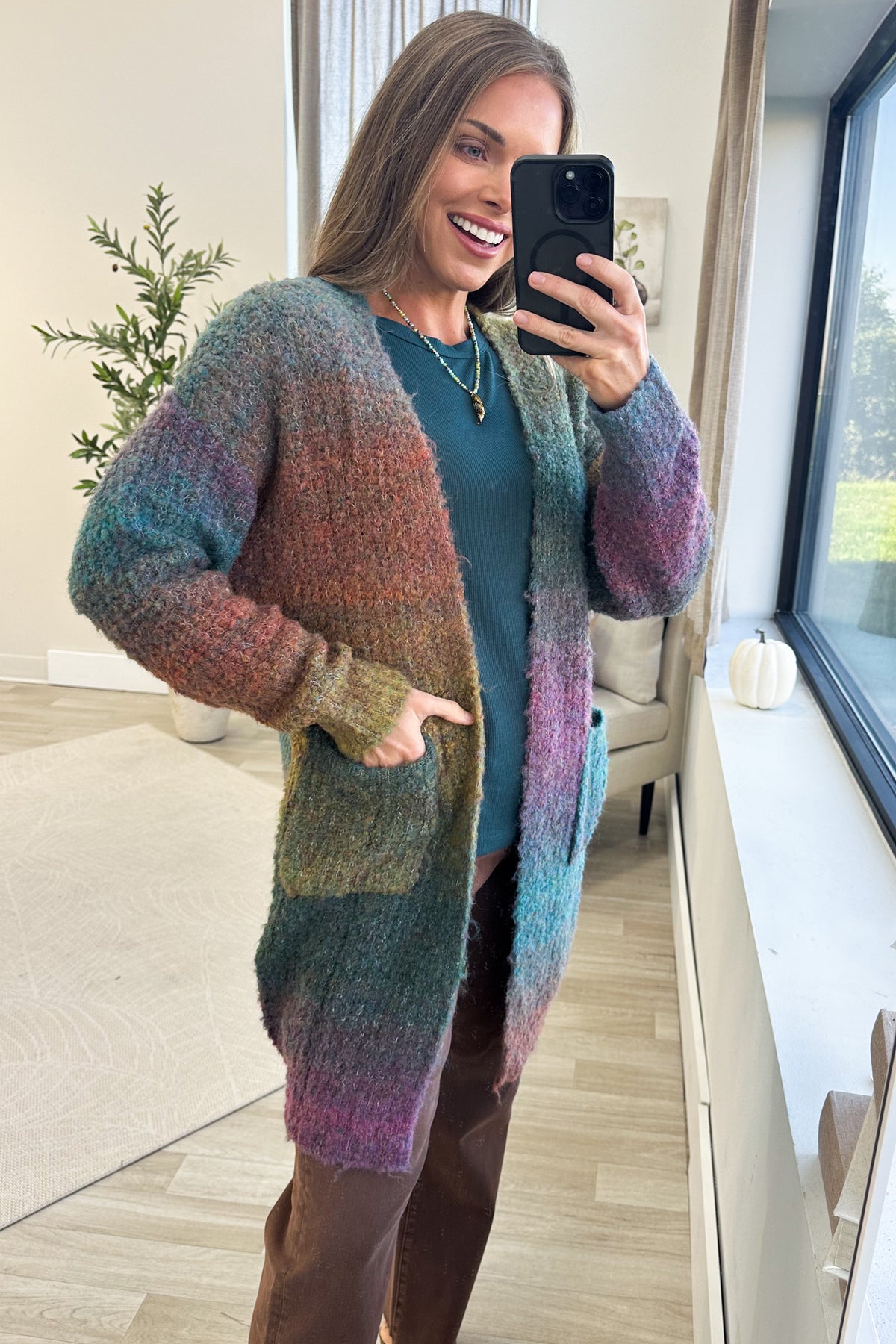Olive Multicolor Ombre Sweater Cardigan