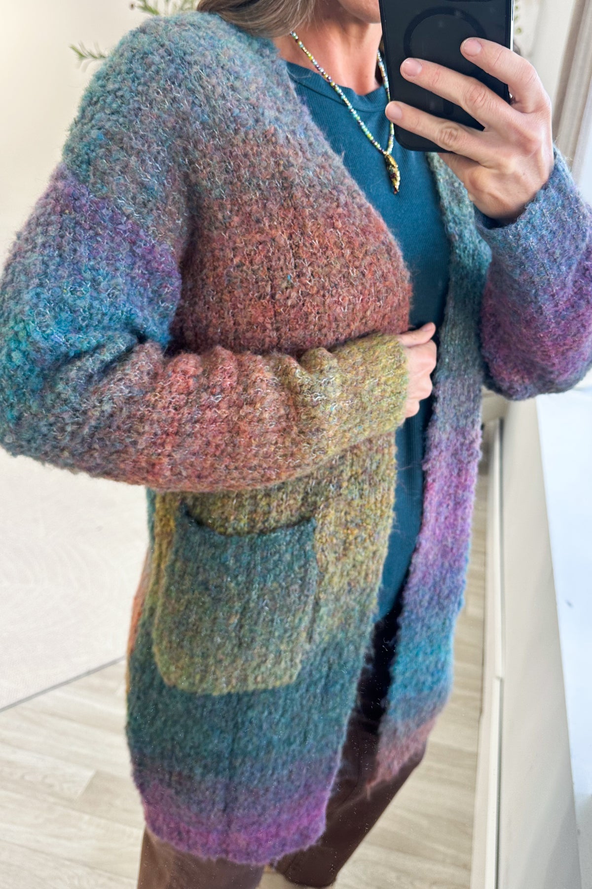 Olive Multicolor Ombre Sweater Cardigan