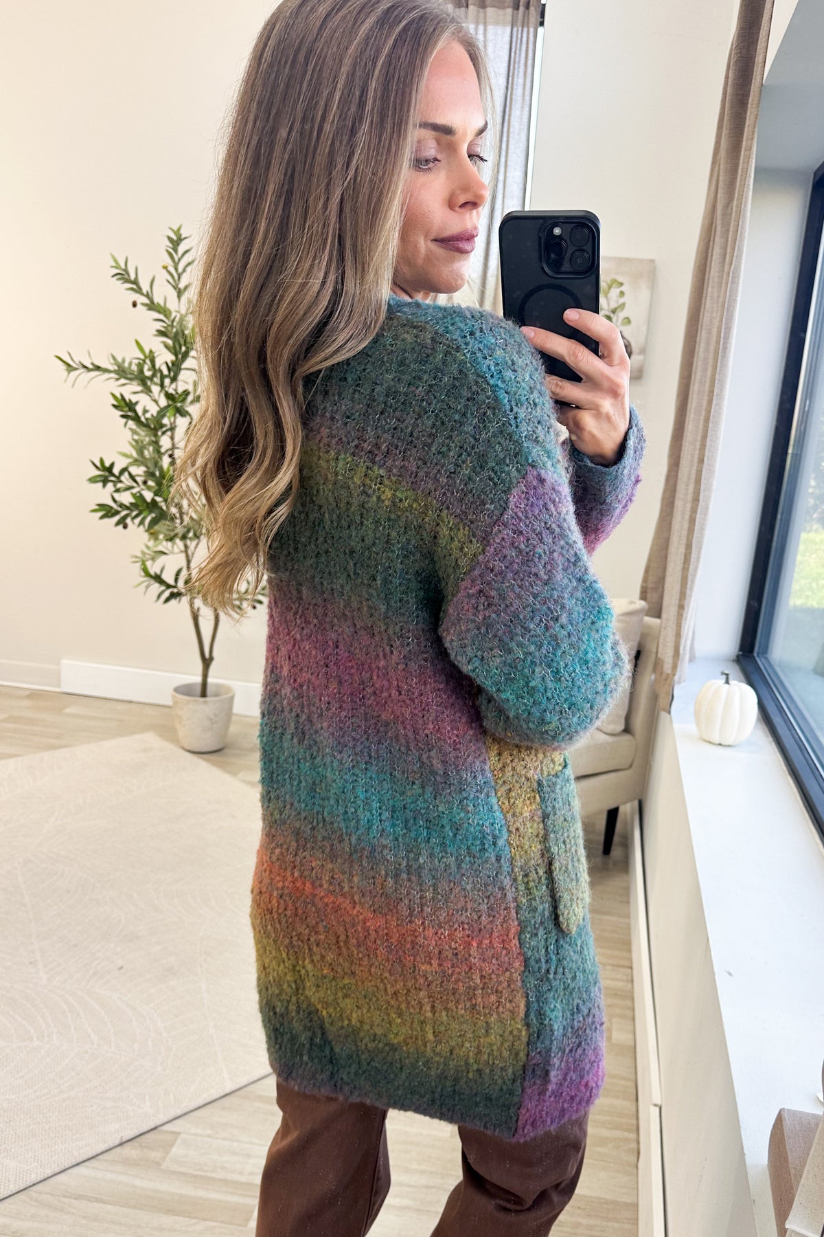 Olive Multicolor Ombre Sweater Cardigan