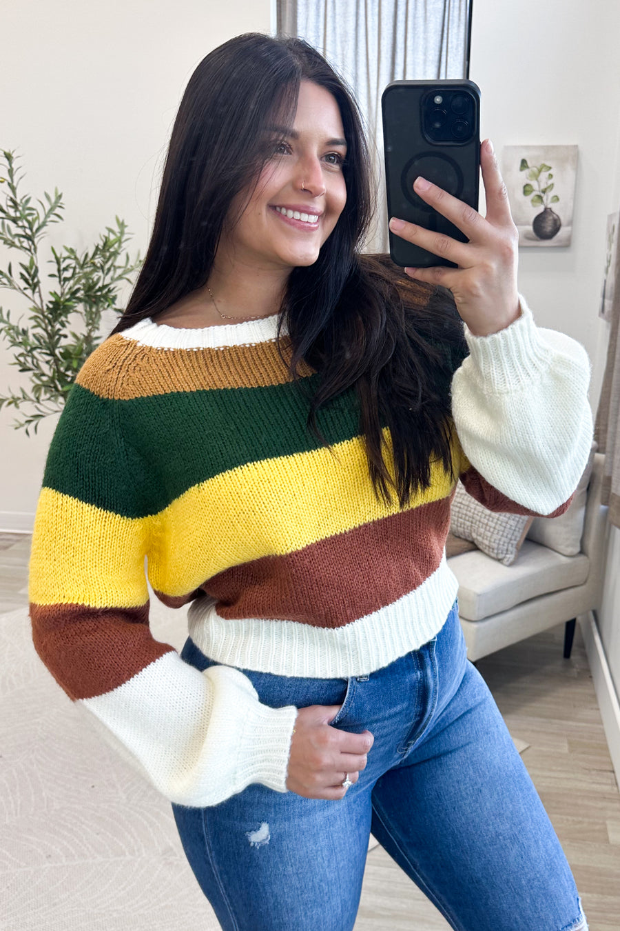 Ivory Autumn Colorblock Sweater