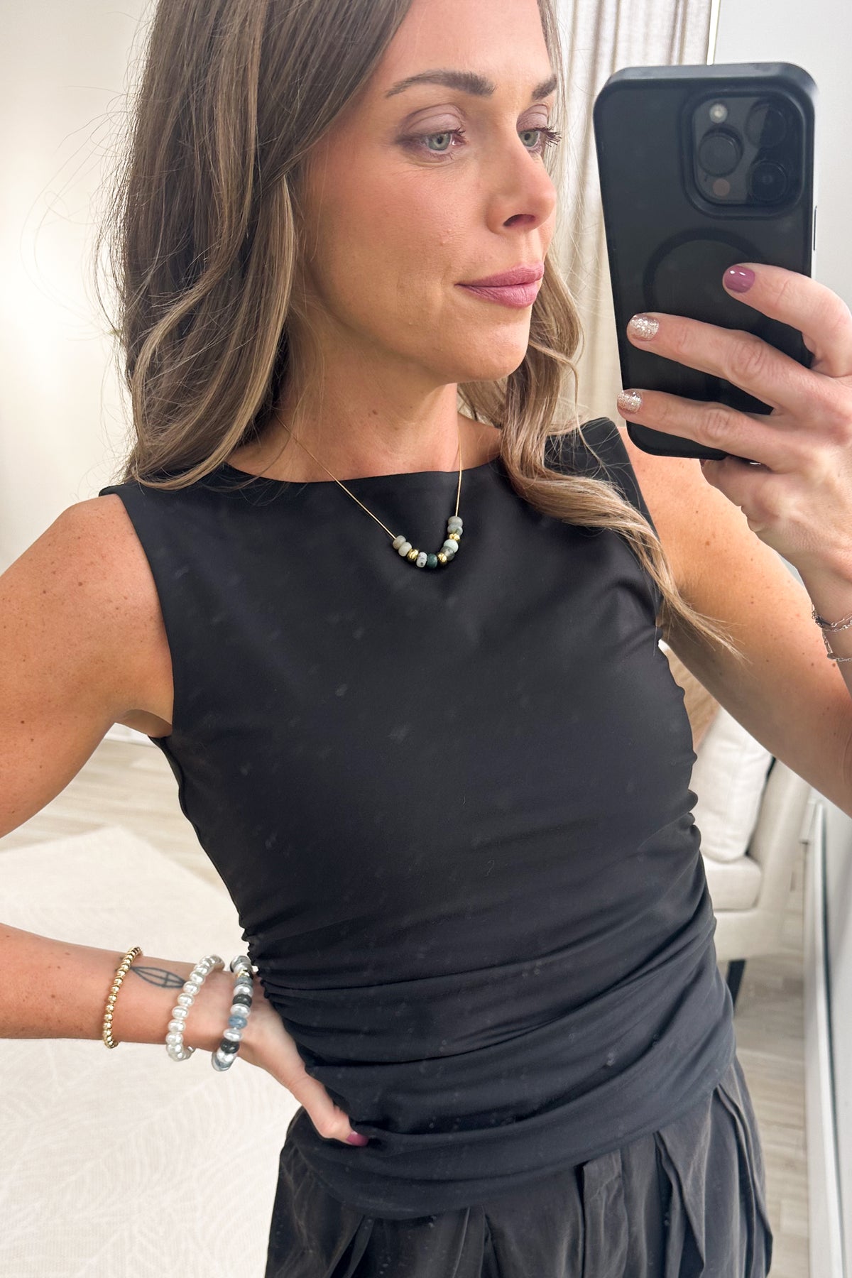 Smooth Halter Tank Top With Ruched Waist