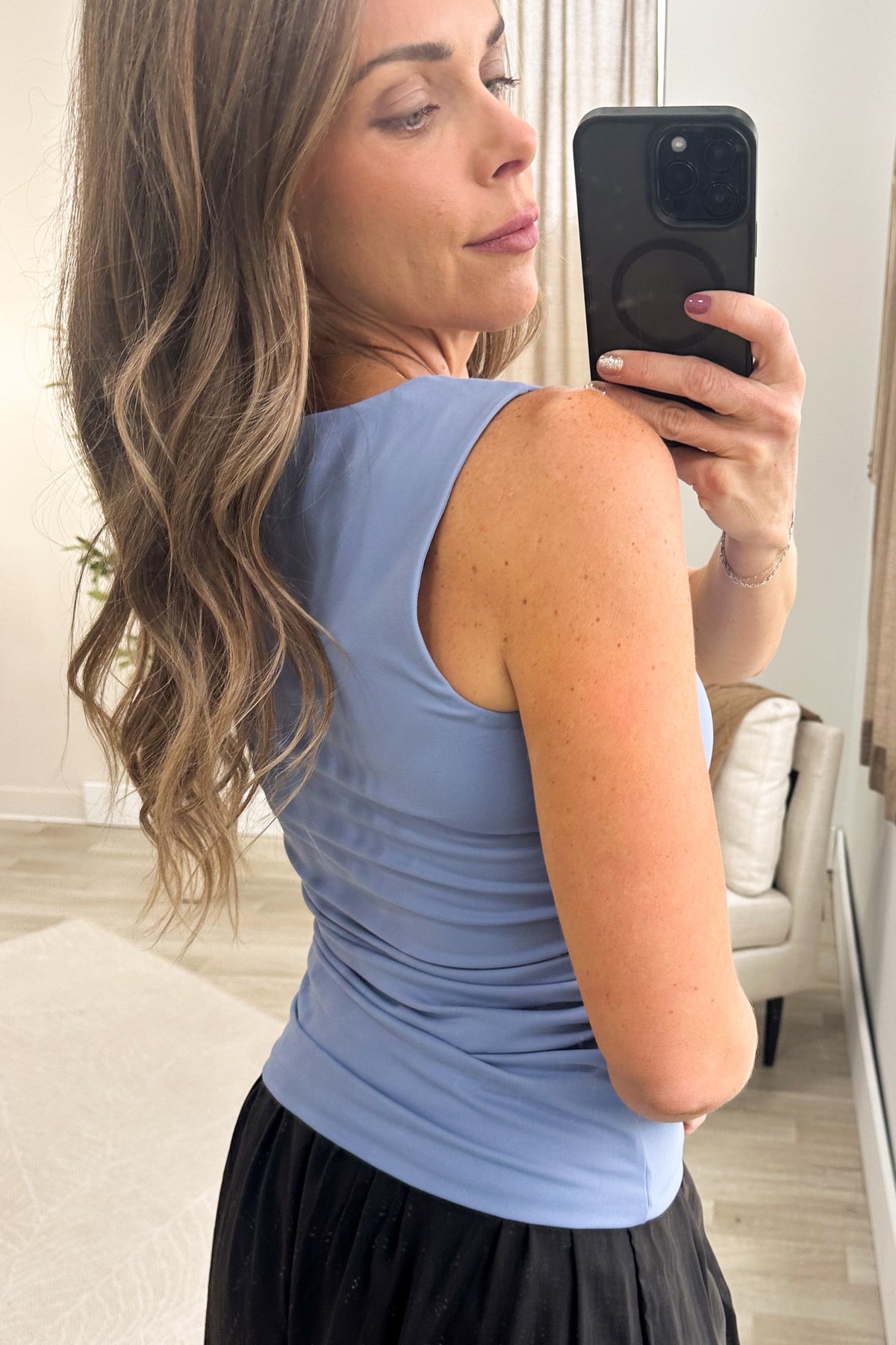 Smooth Halter Tank Top With Ruched Waist