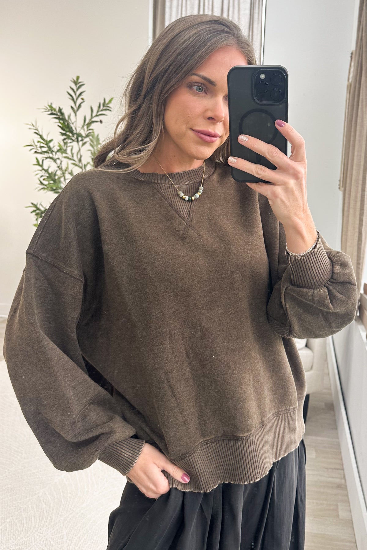 Acid Wash Fleece Sweatshirt