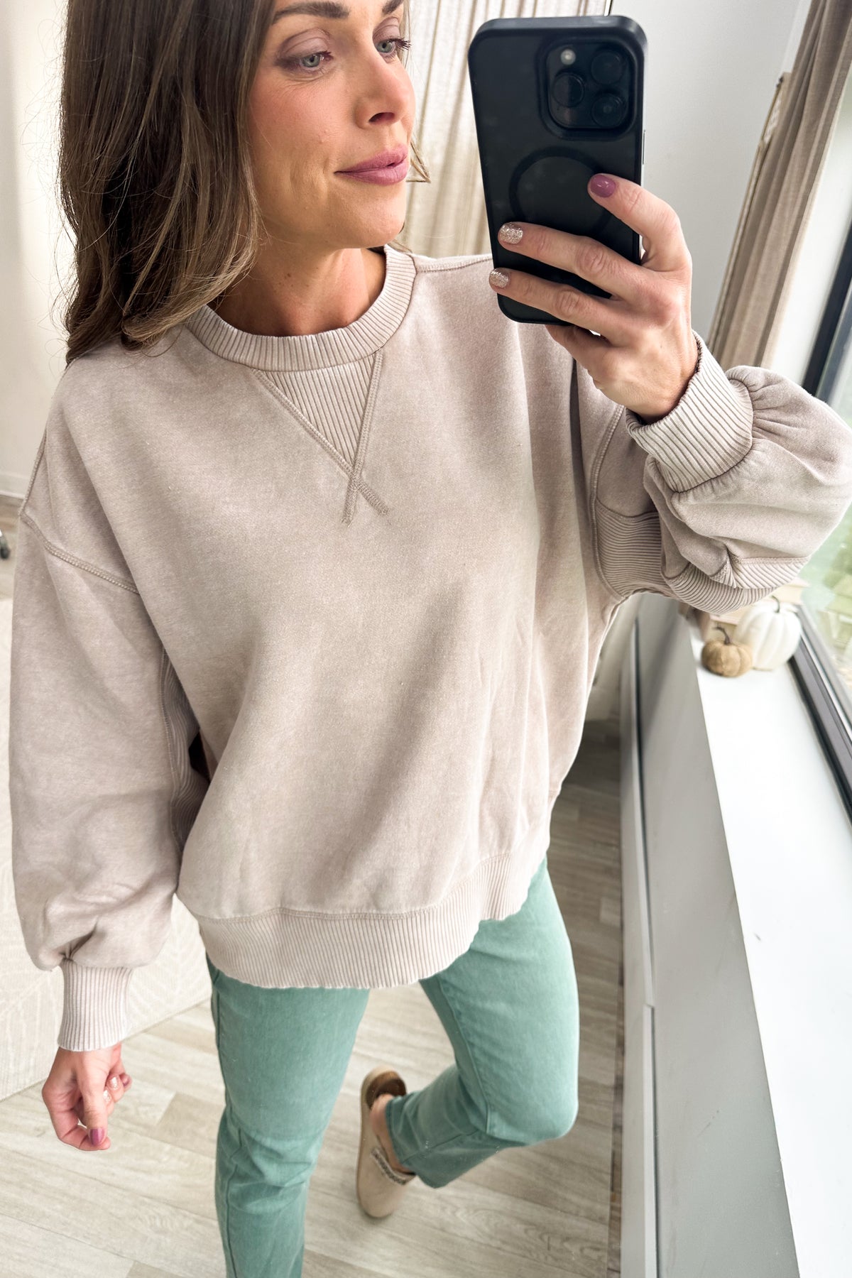 Acid Wash Fleece Sweatshirt