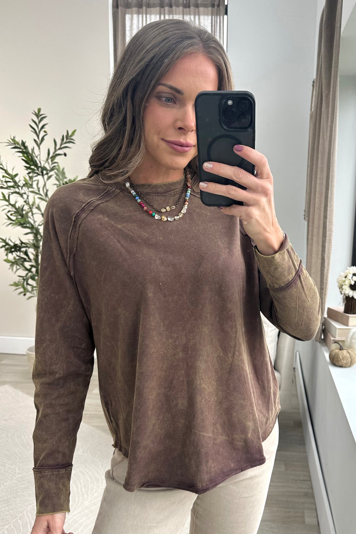 Washed Scoop Neck Top