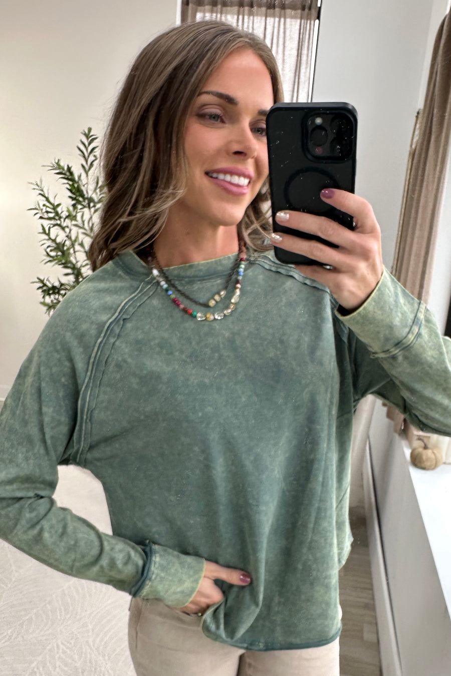 Washed Scoop Neck Top